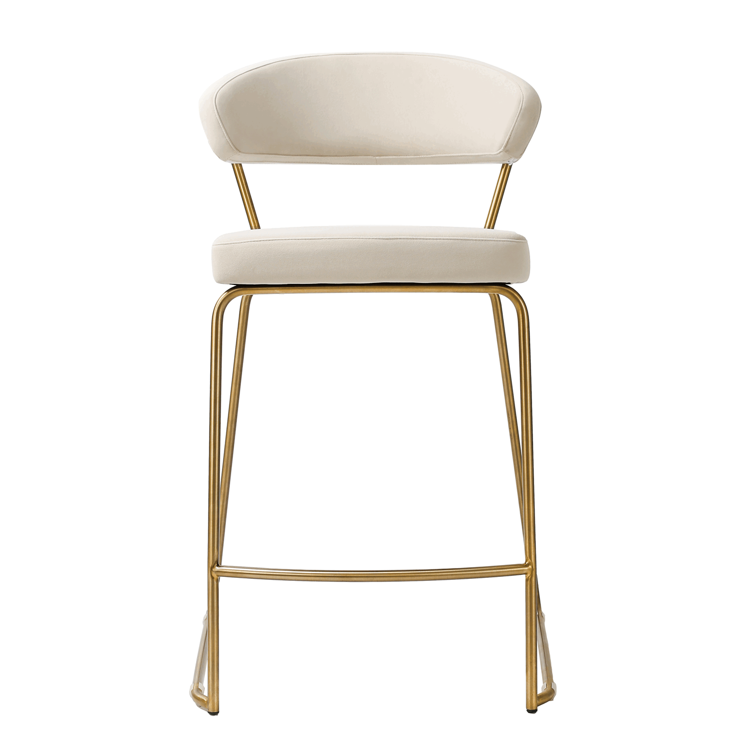 Galore Home Luna Sgabello da Bancone Beige Velluto Set 2 Pezzi