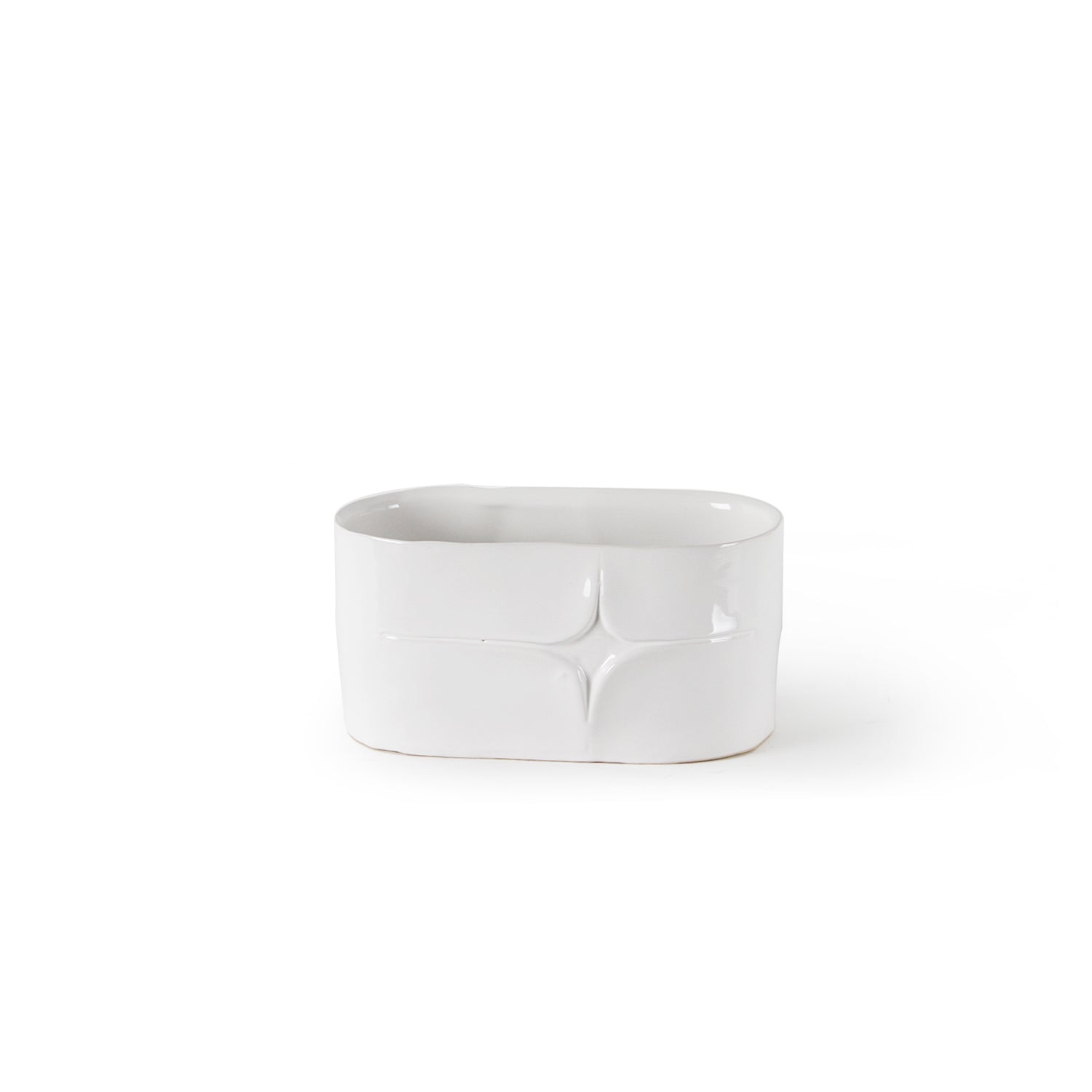Galore Home Decorative Oval vaso ceramica Piccolo Bianco traforato
