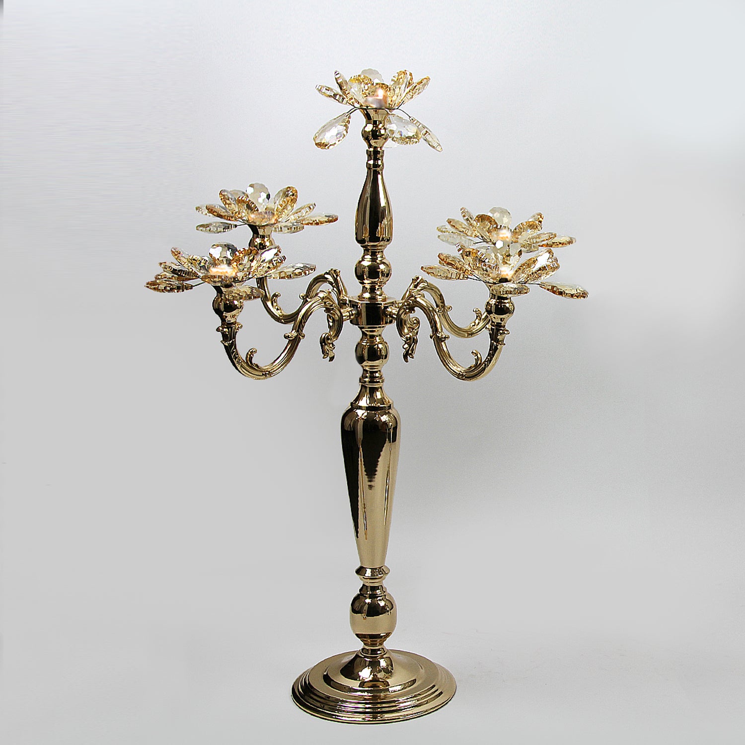 Galore Home Petal Candelabro Cristallo 5 Bracci Argento