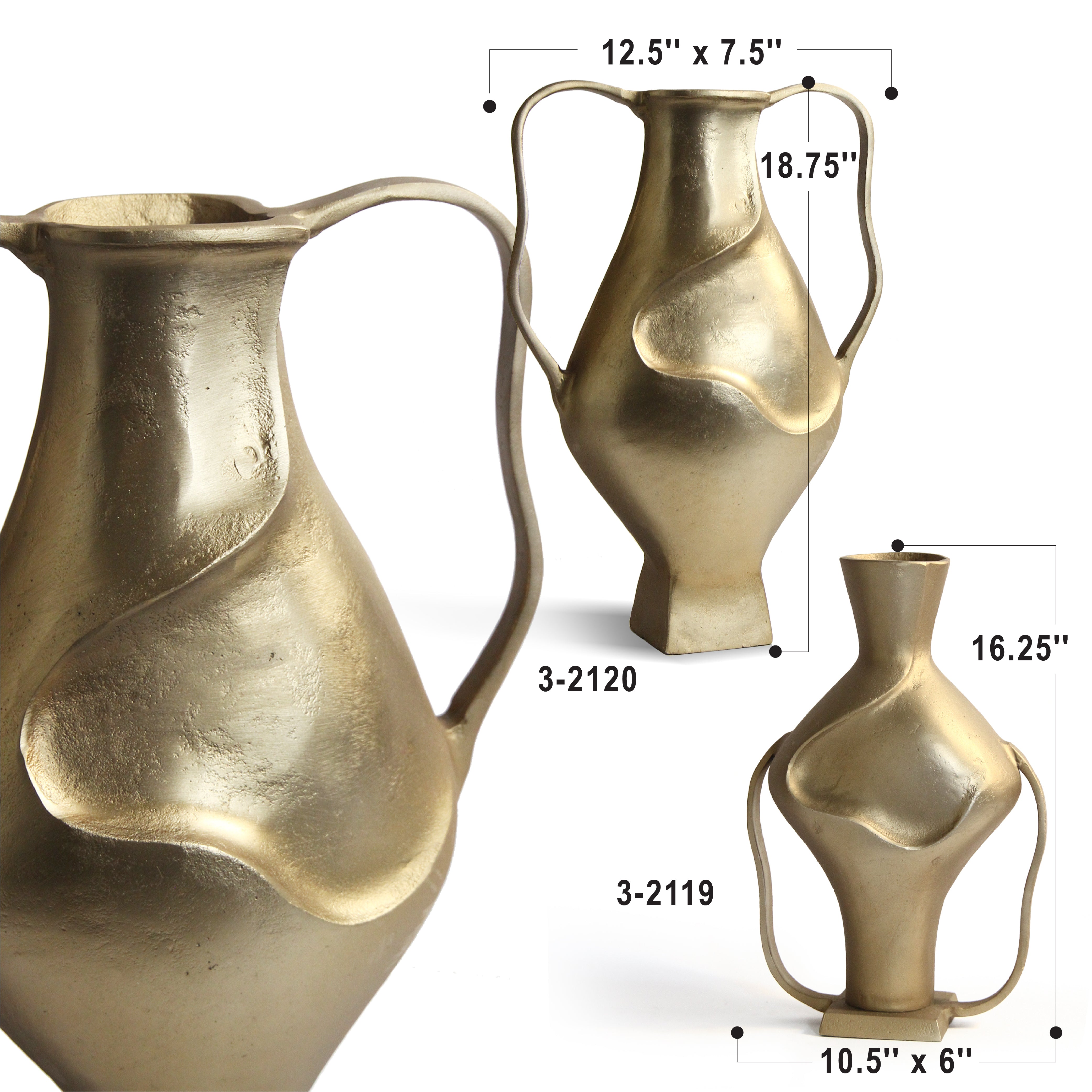 Galore Home Aten 3-2120 vaso metallo oro large