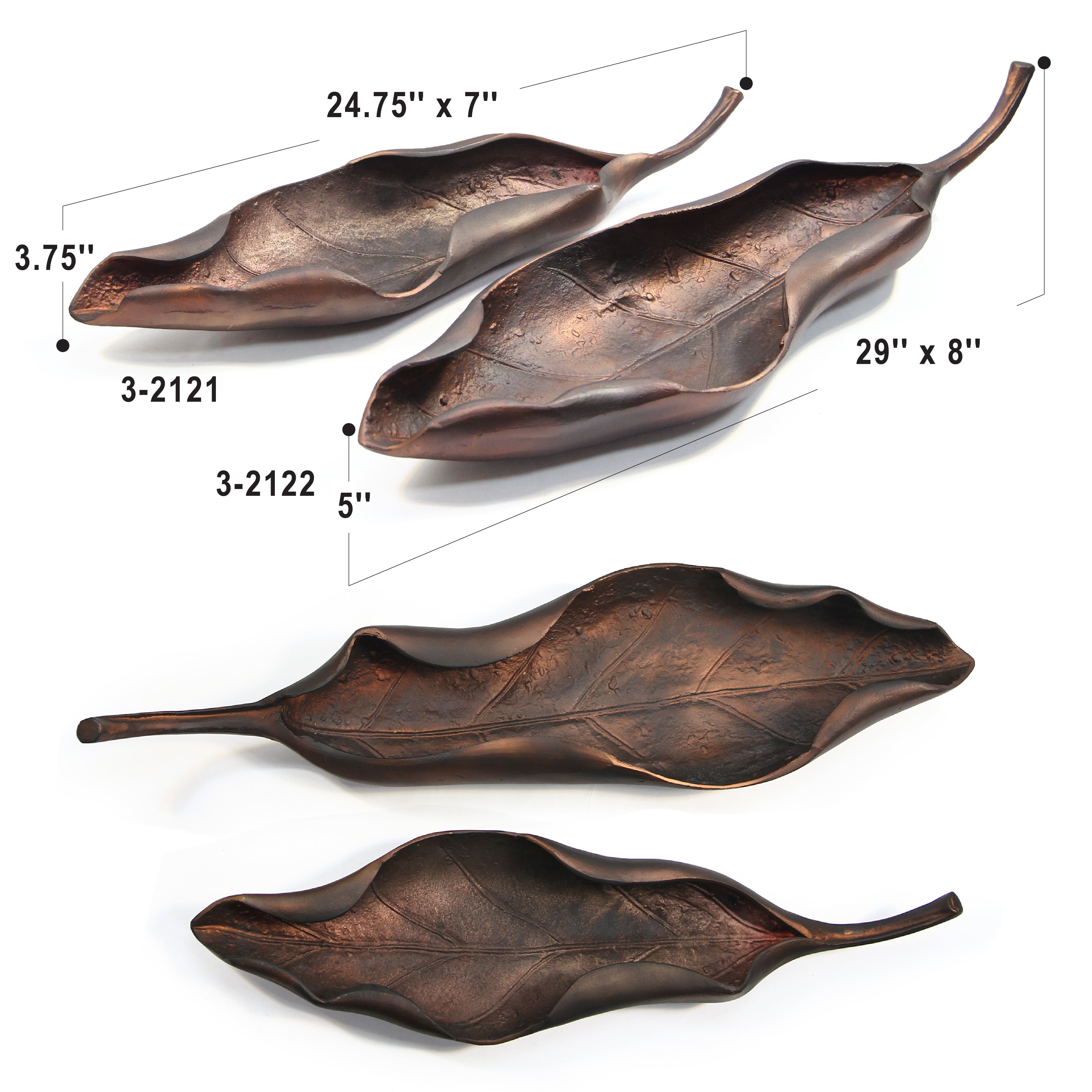 Galore Home Whispering Leaf scultura foglia rame grande