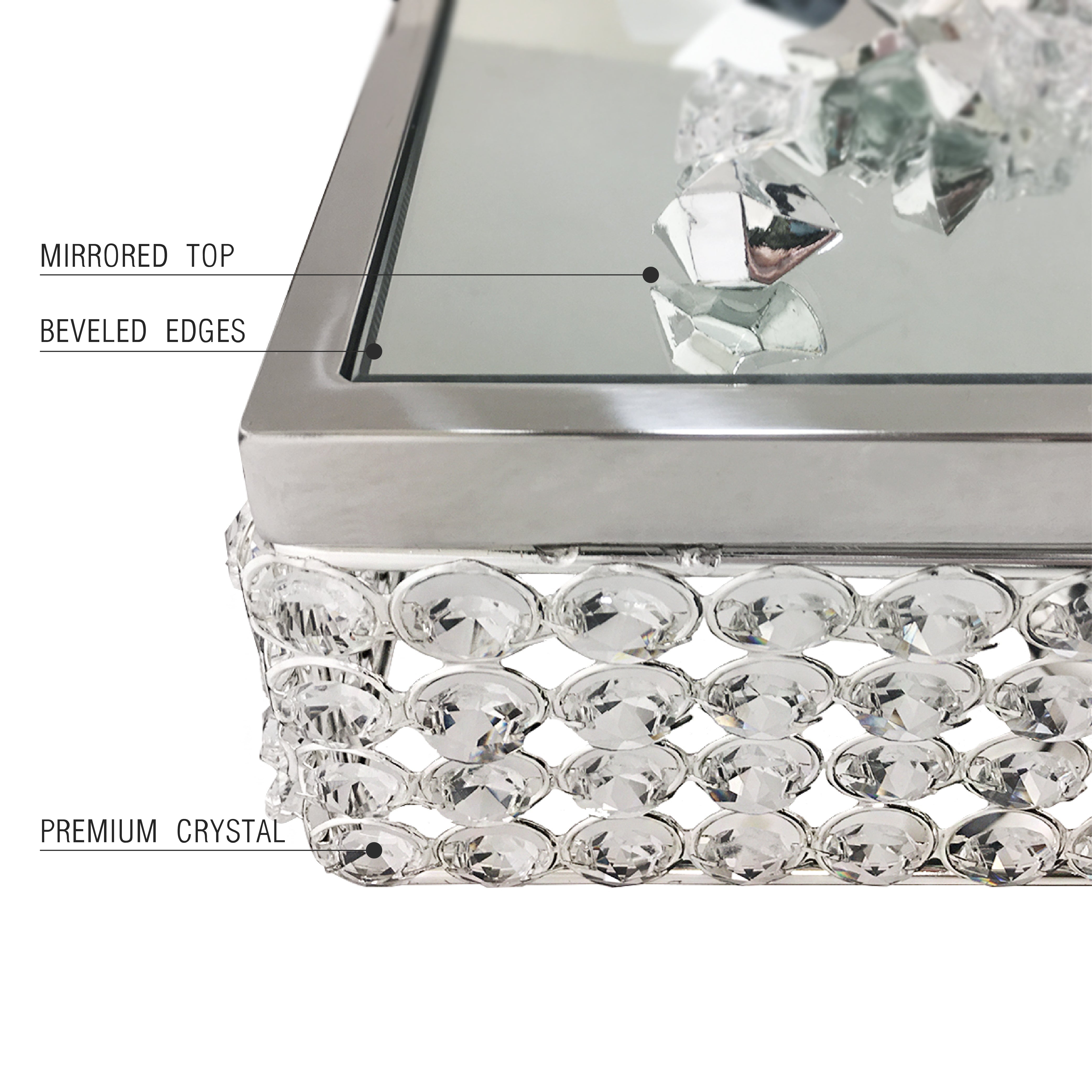Galore Home Crystal Console Table consolle specchiata