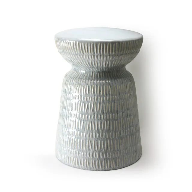 Galore Home Tavolino Laterale Sgabello Ceramica Grigio Blu