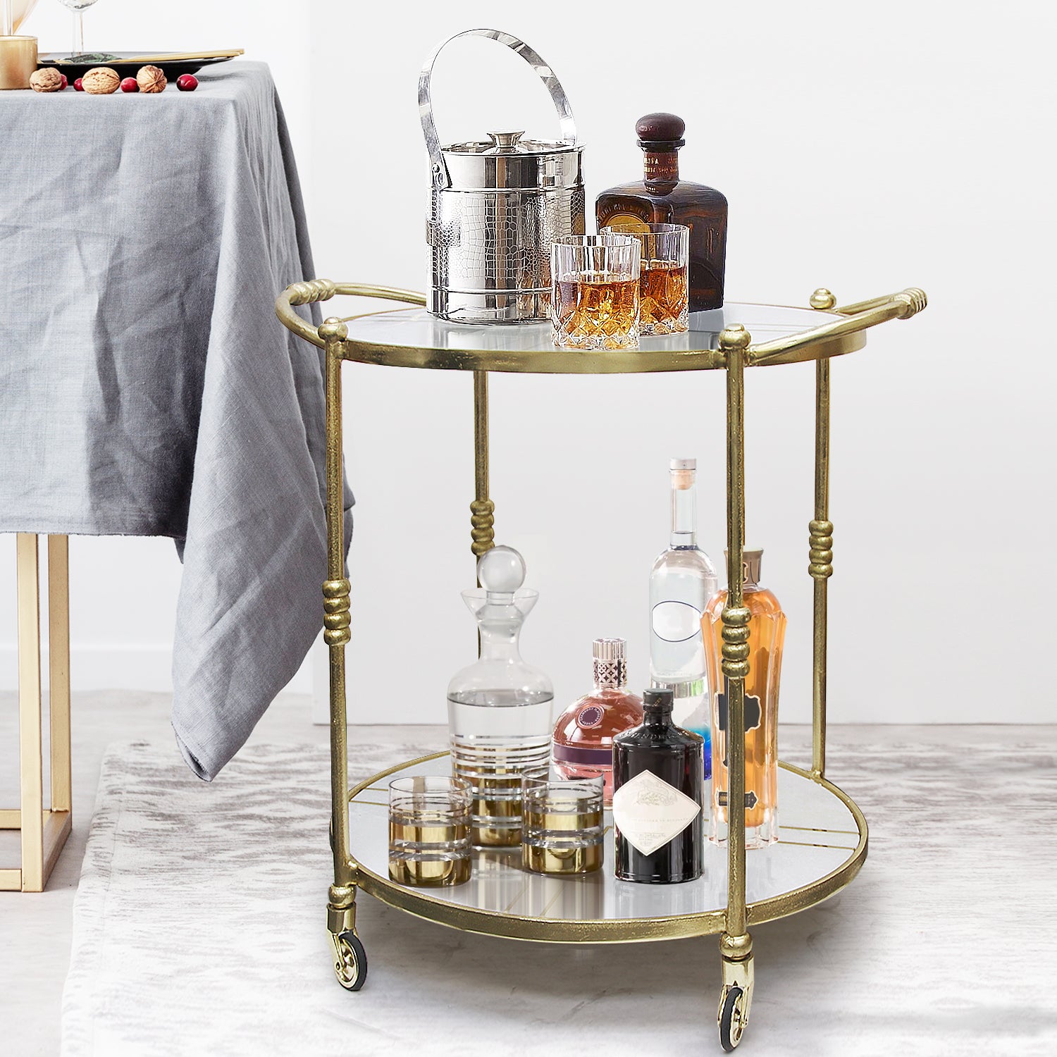 Galore Home Bar Cart carrello bar marmo alluminio