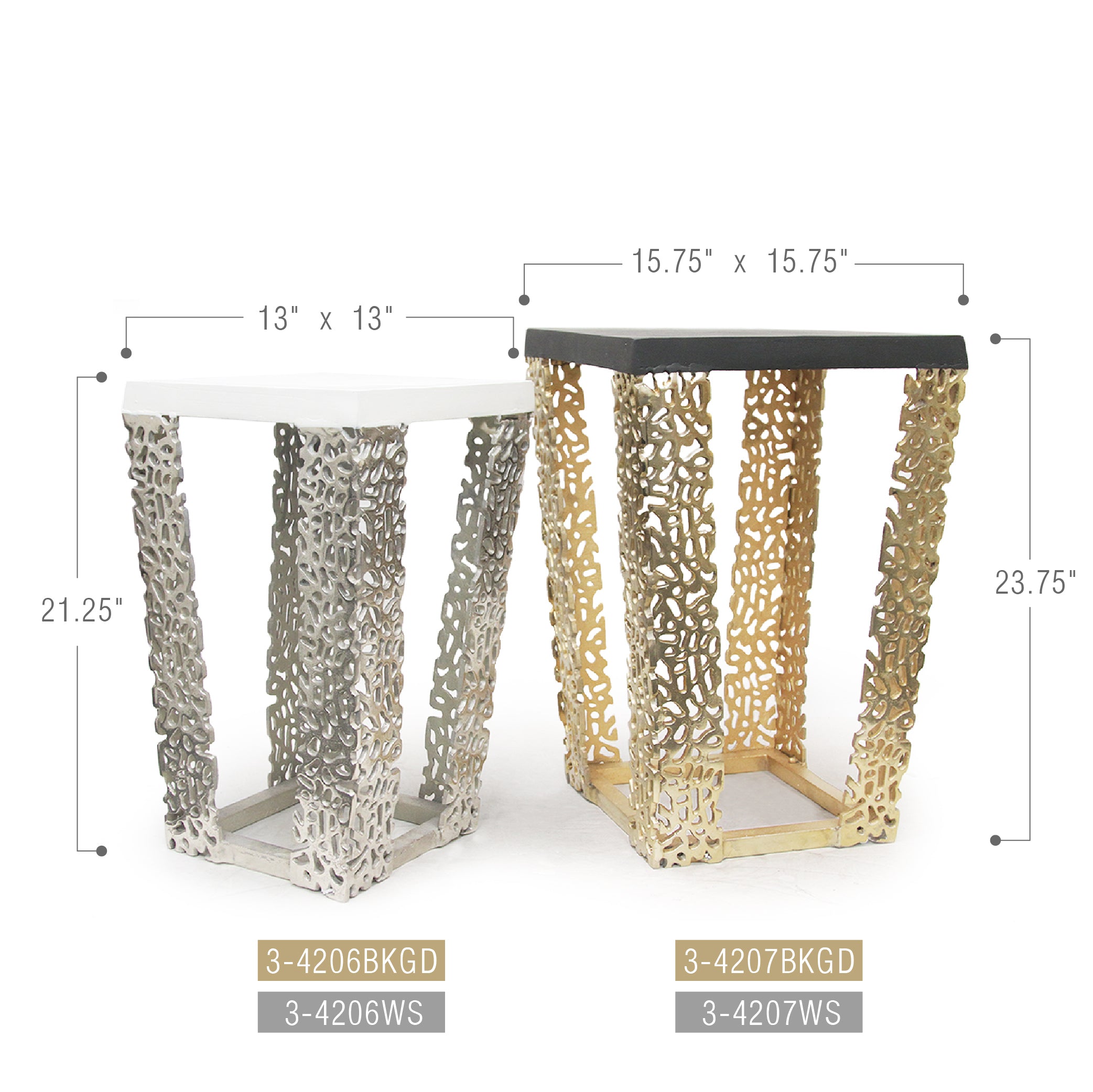 Galore Home Gilded tavolino alluminio Large nero oro