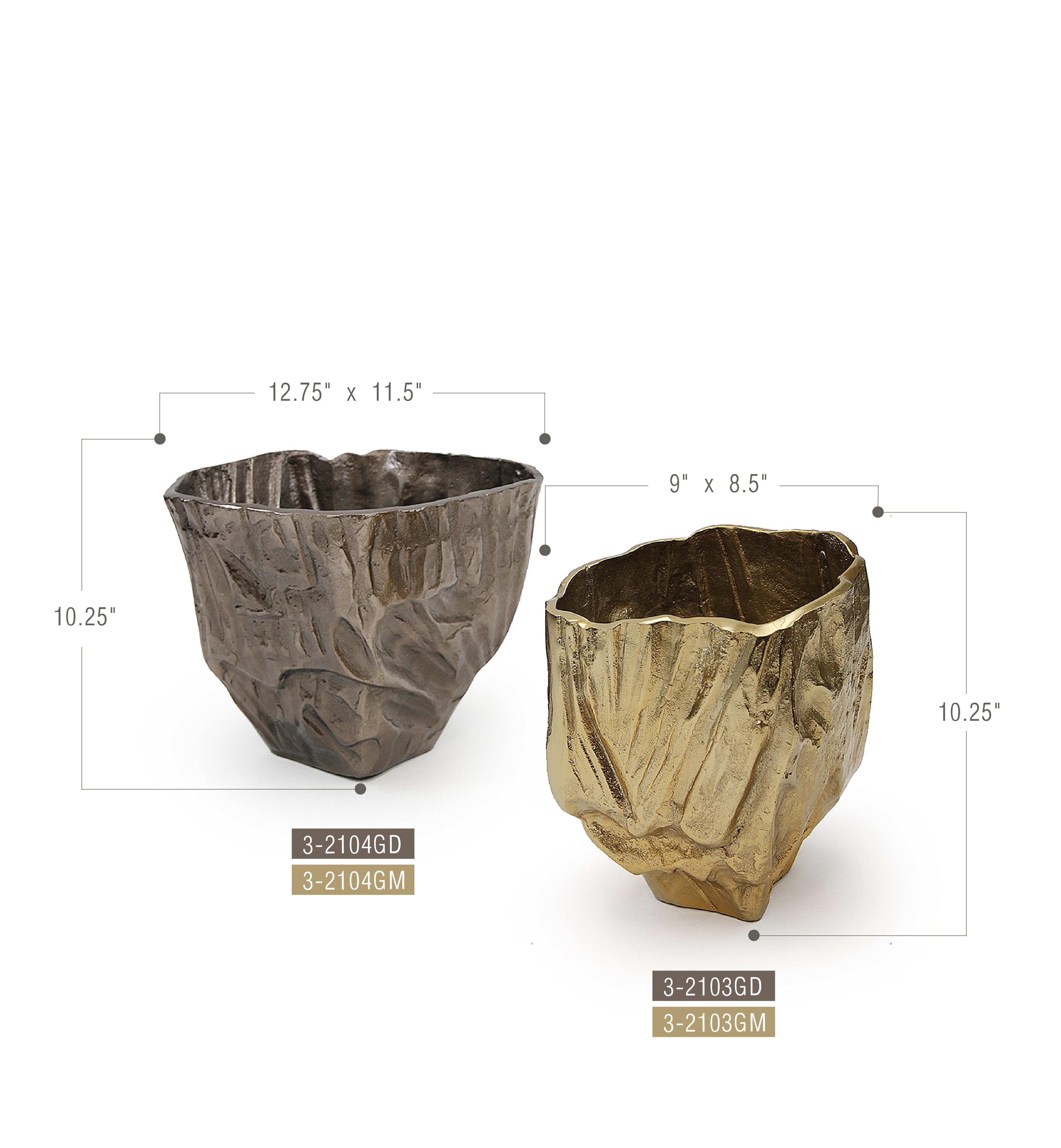 Galore Home Golden Flare vaso alluminio oro grande