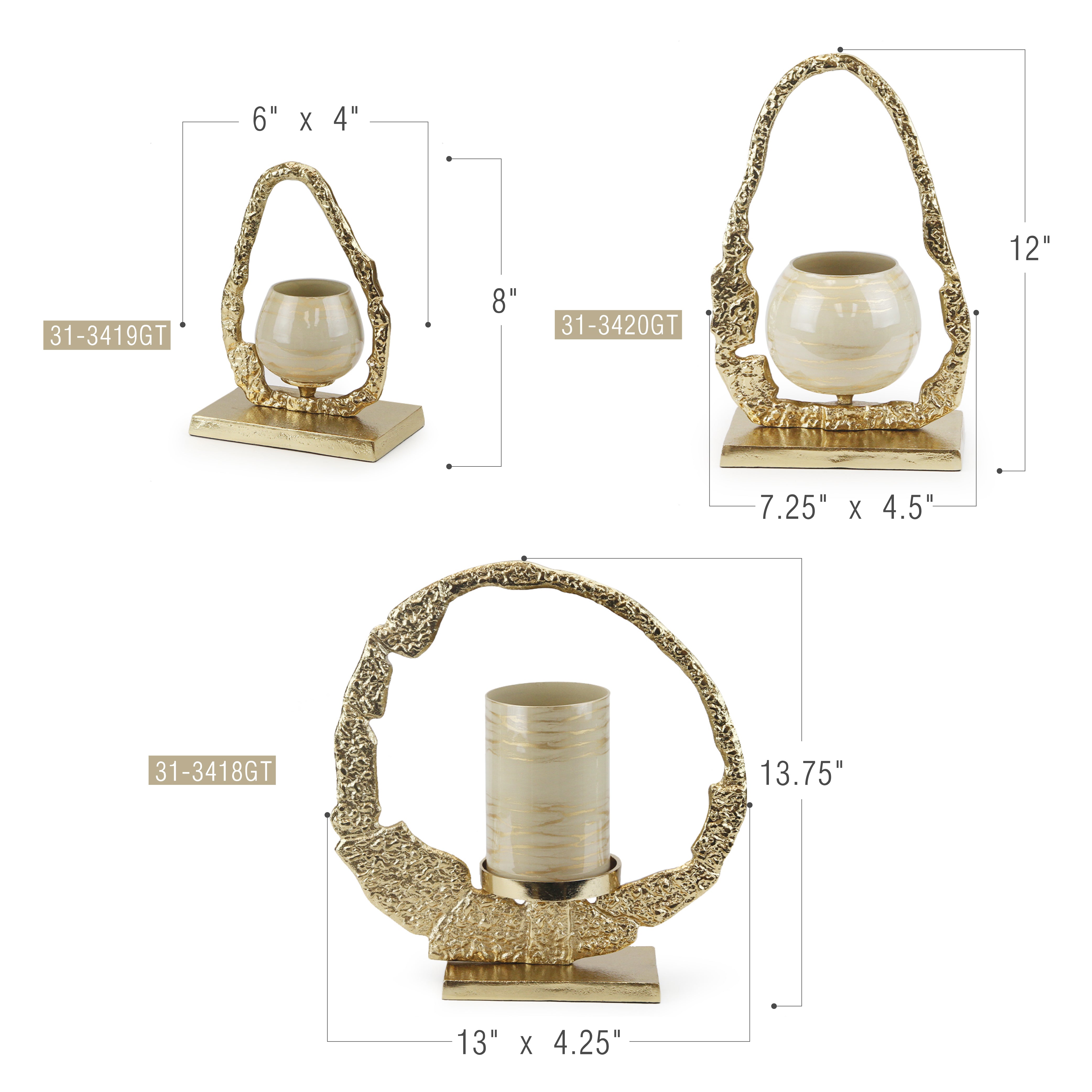 Galore Home Gilded Halo portacandele oro small