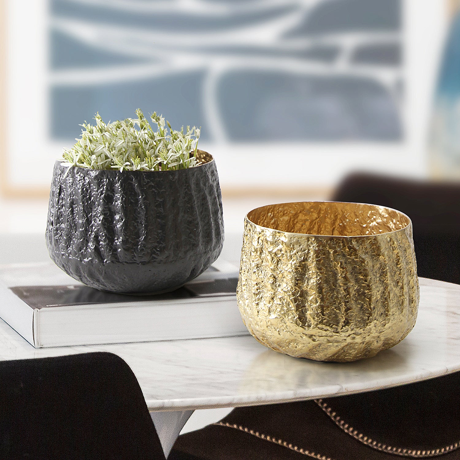 Galore Home Crushed vaso alluminio oro 11 cm