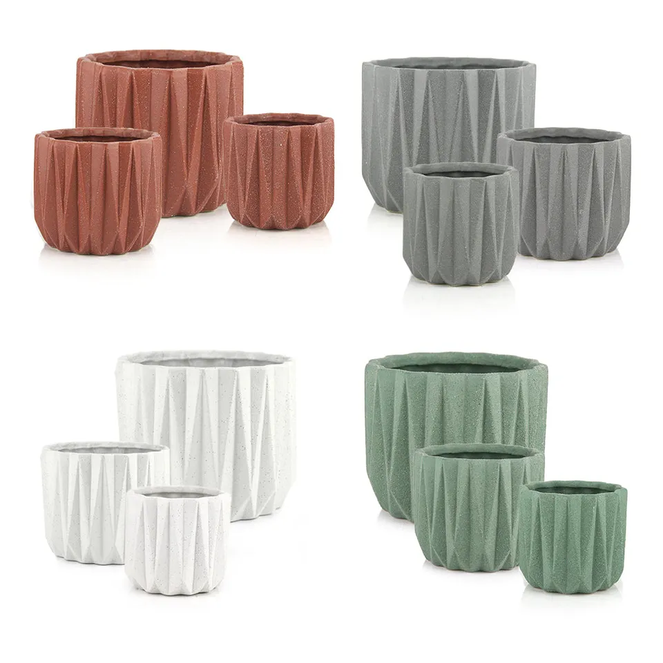 Galore Home Geometric vaso ceramica verde medio