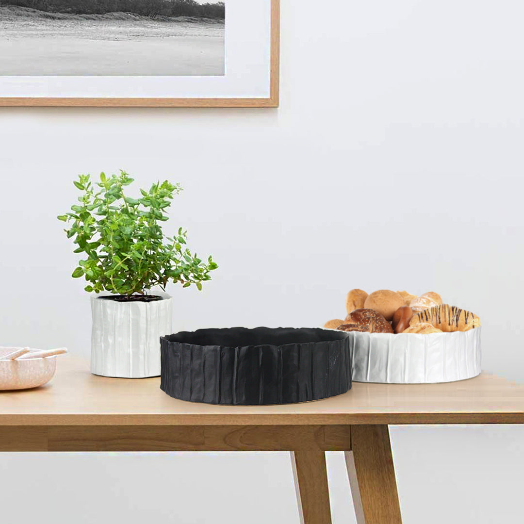 Galore Home Capricorn vaso basso nero piante