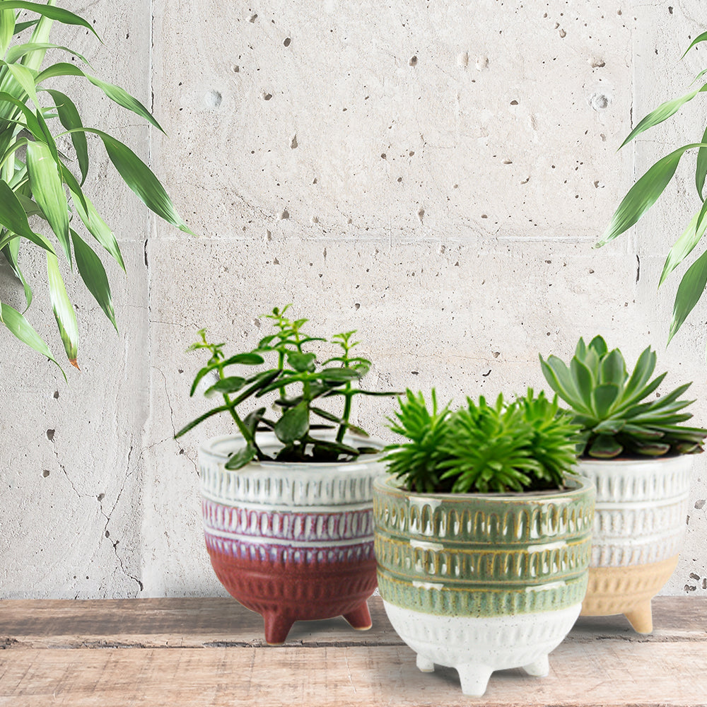 Galore Home Bohemian portavasi ceramica sabbia set 3 pezzi