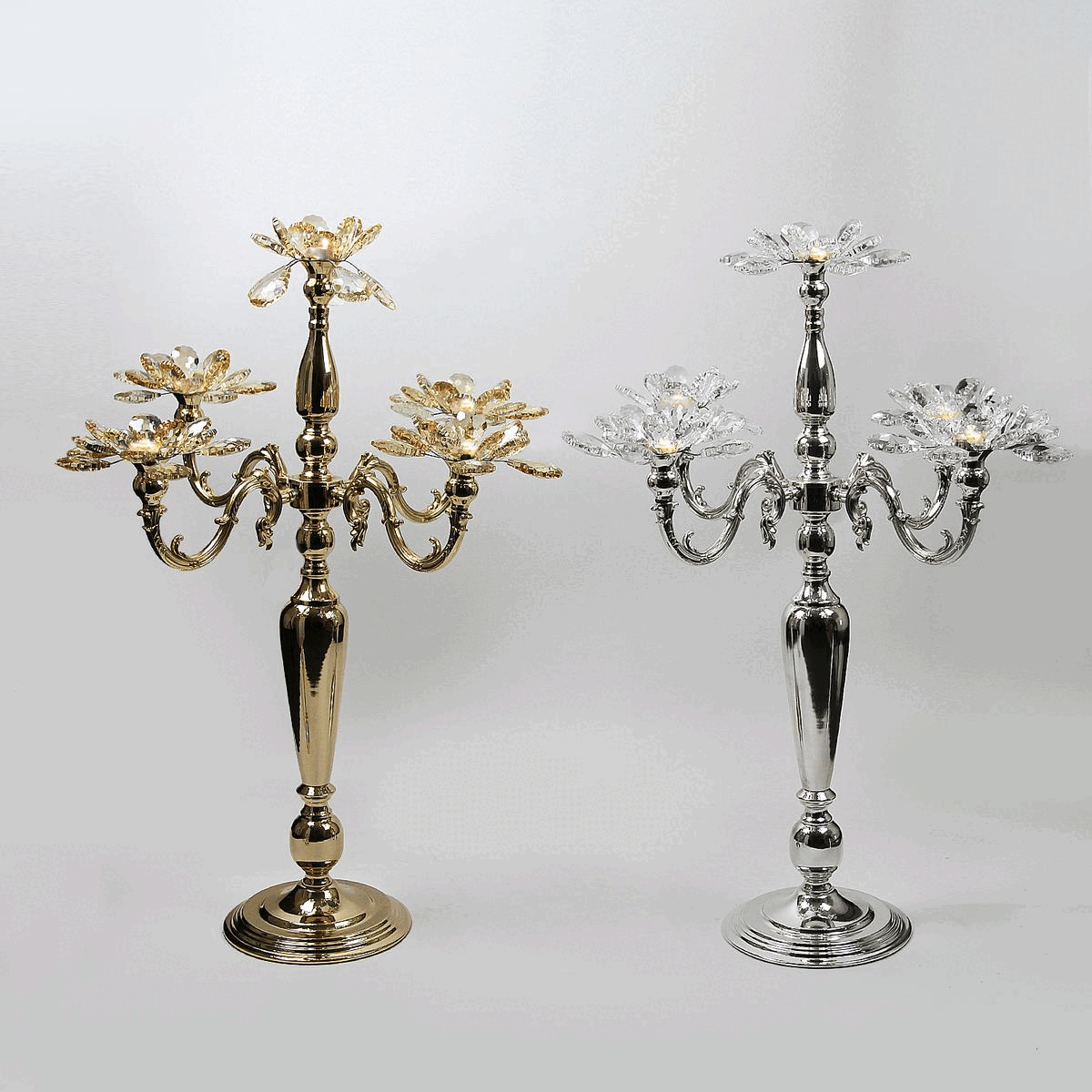 Galore Home Petal Candelabro Cristallo 5 Bracci Argento