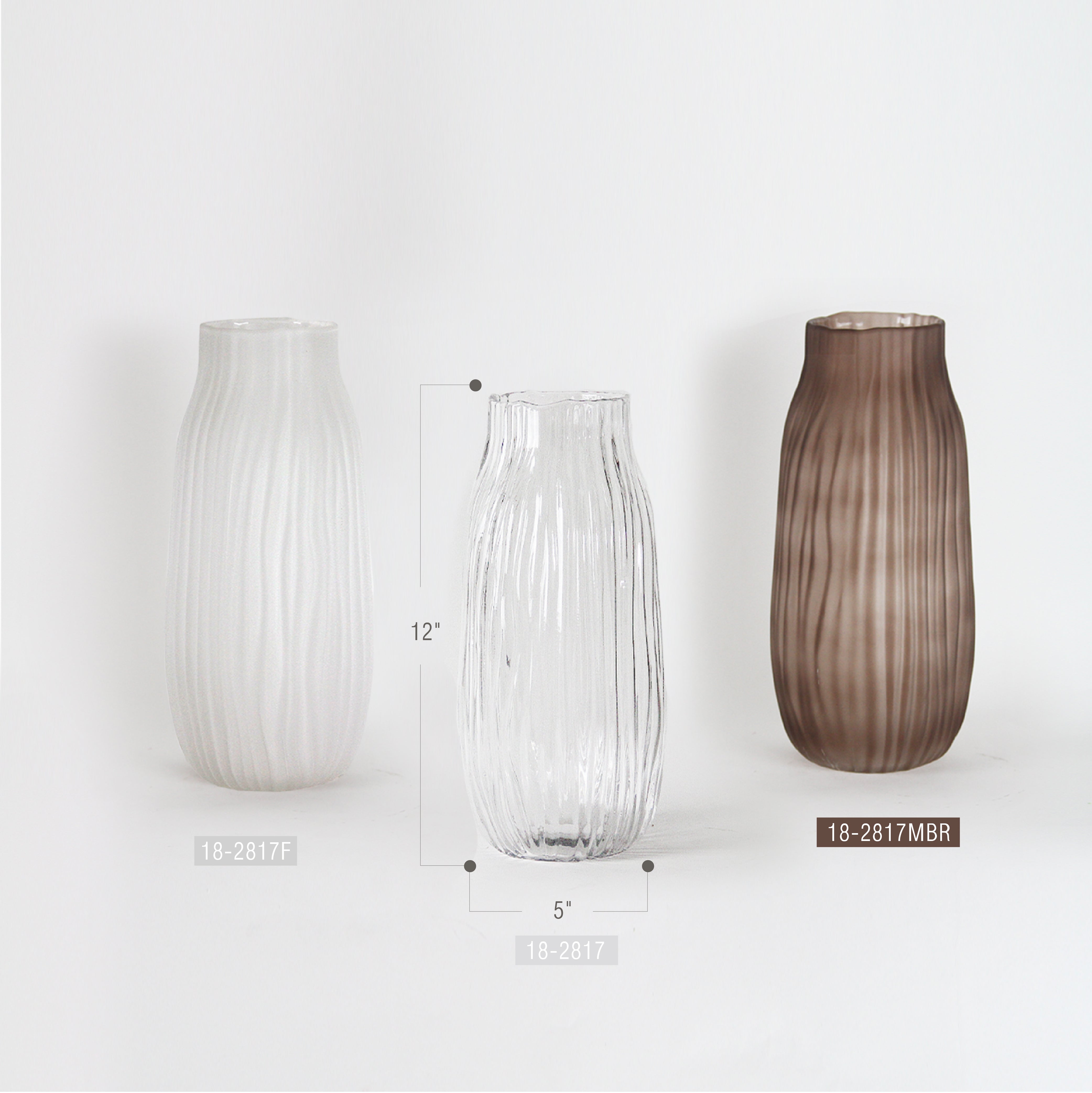 Galore Home Grain Striped vaso vetro Tall marrone opaco