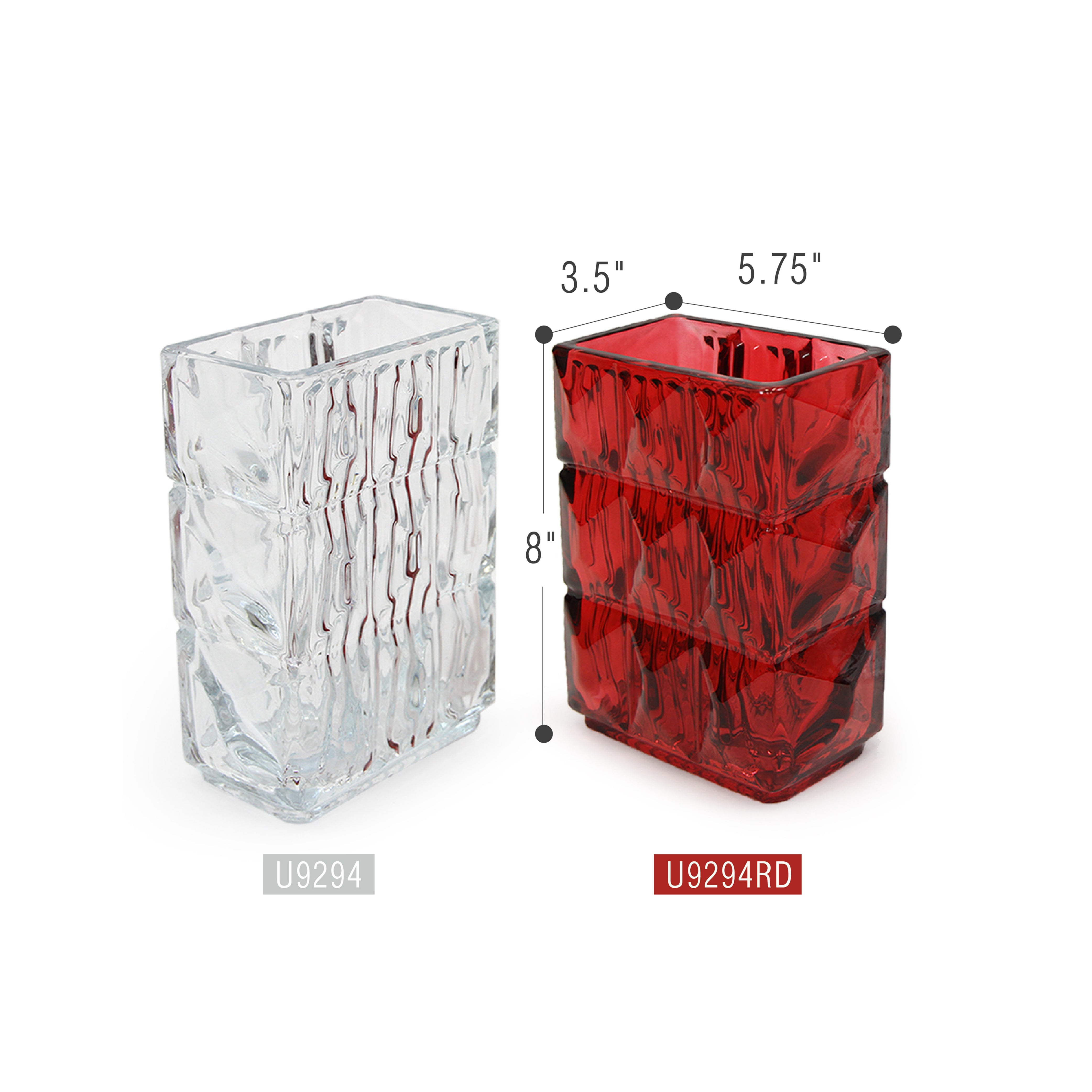 Galore Home Glacial Elegance vaso vetro rosso 20 cm