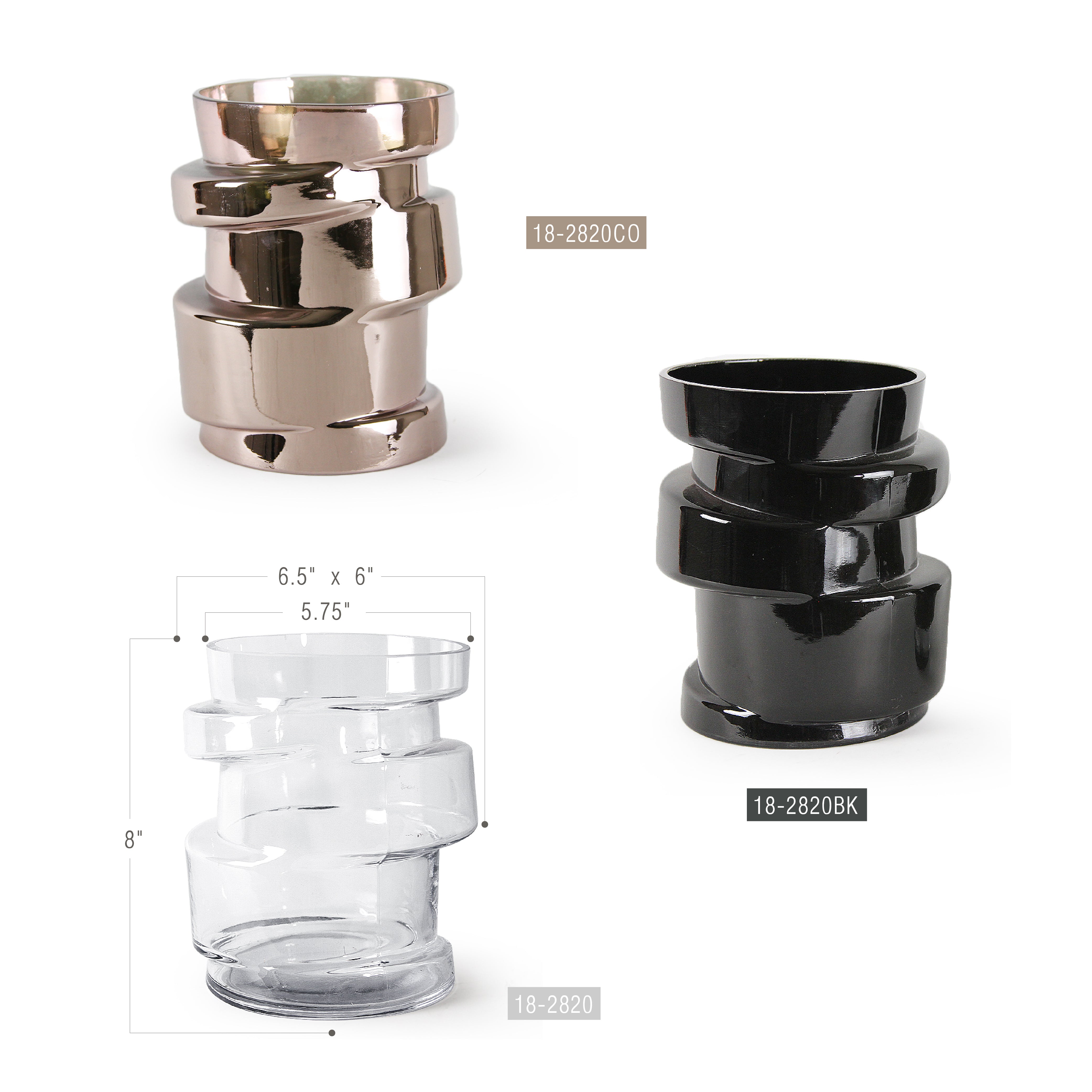 Galore Home Spiral vaso vetro trasparente solido