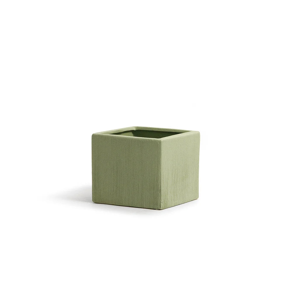 Galore Home Etched Green Portavaso Cubo Verde CPR49 14 cm