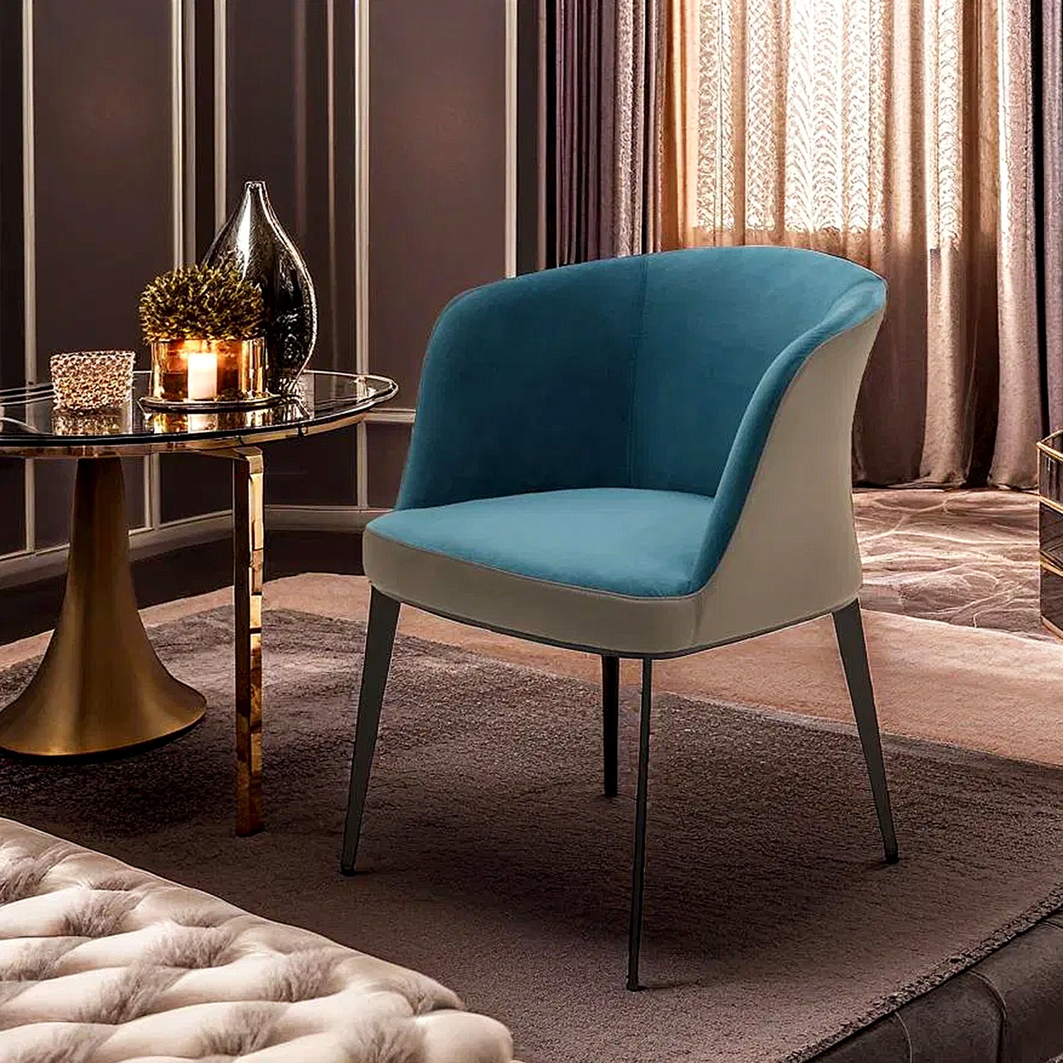Galore Home Sereni Seat Dining Chair sedia pelle taupe sabbia