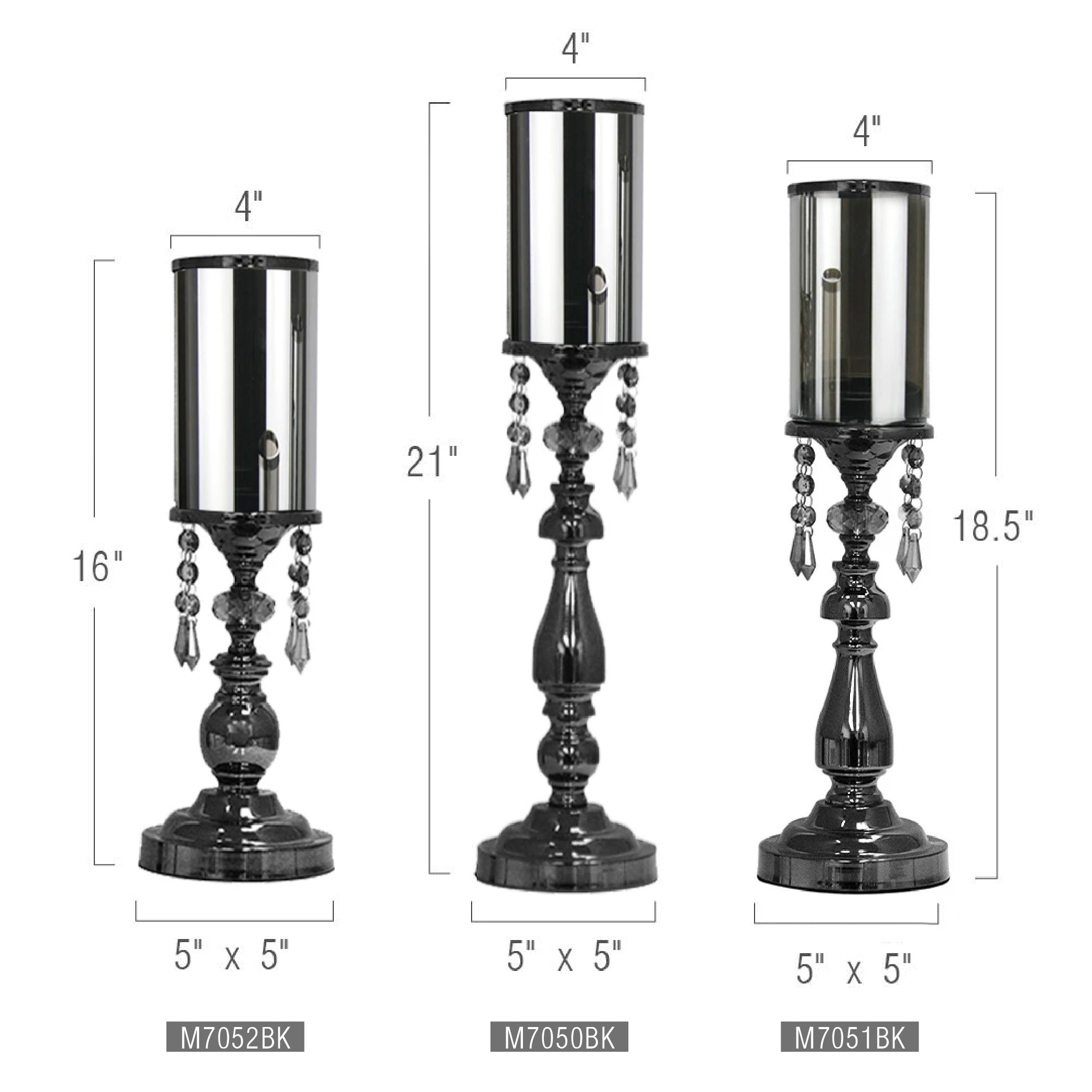 Galore Home Black Crystal portacandele grande nero