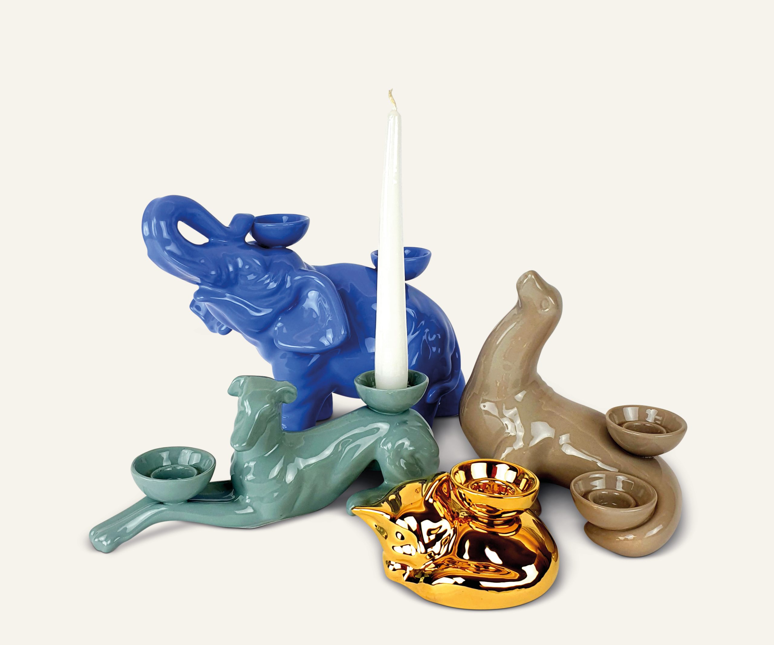 Ceramica Gatti 1928 Luce Selvaggia Elefante statua ceramica multicolore