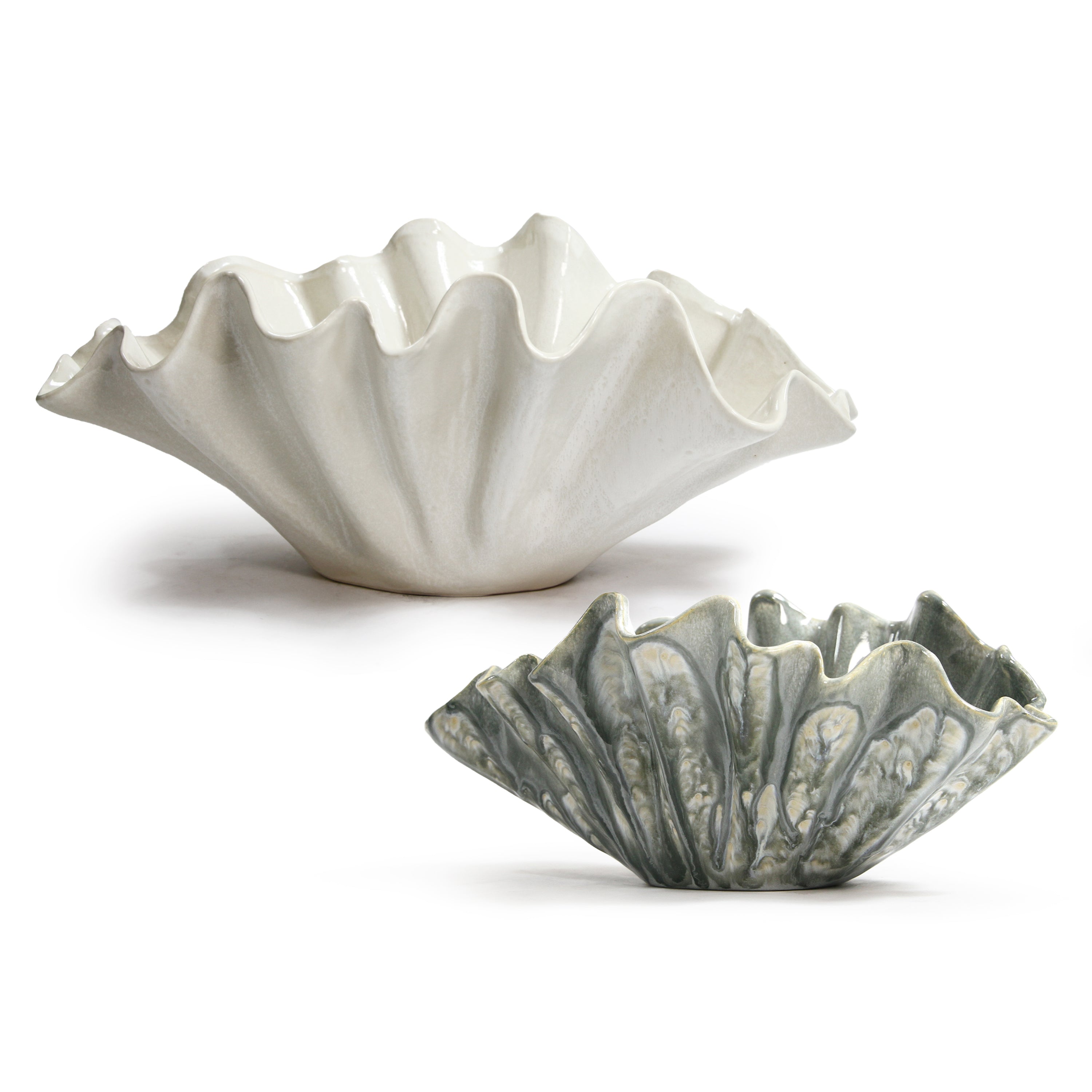 Galore Home Pearl Embrace fioriera ceramica grigia large conchiglia