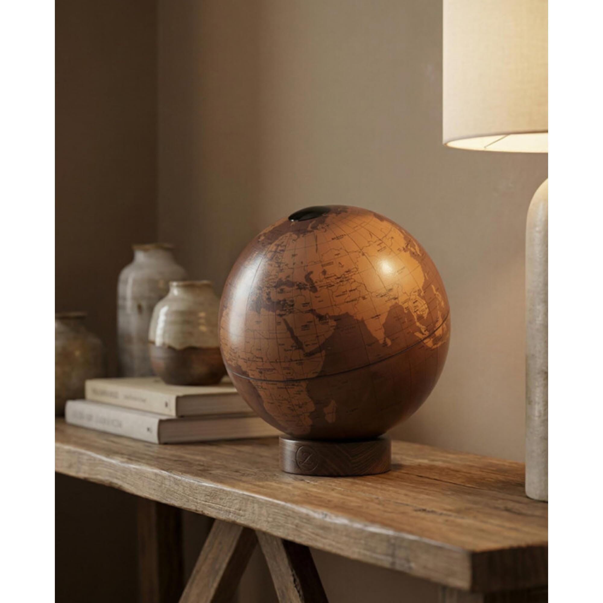 Zoffoli Orbis Tecnocuoio mappamondo tavolo 22 cm marrone