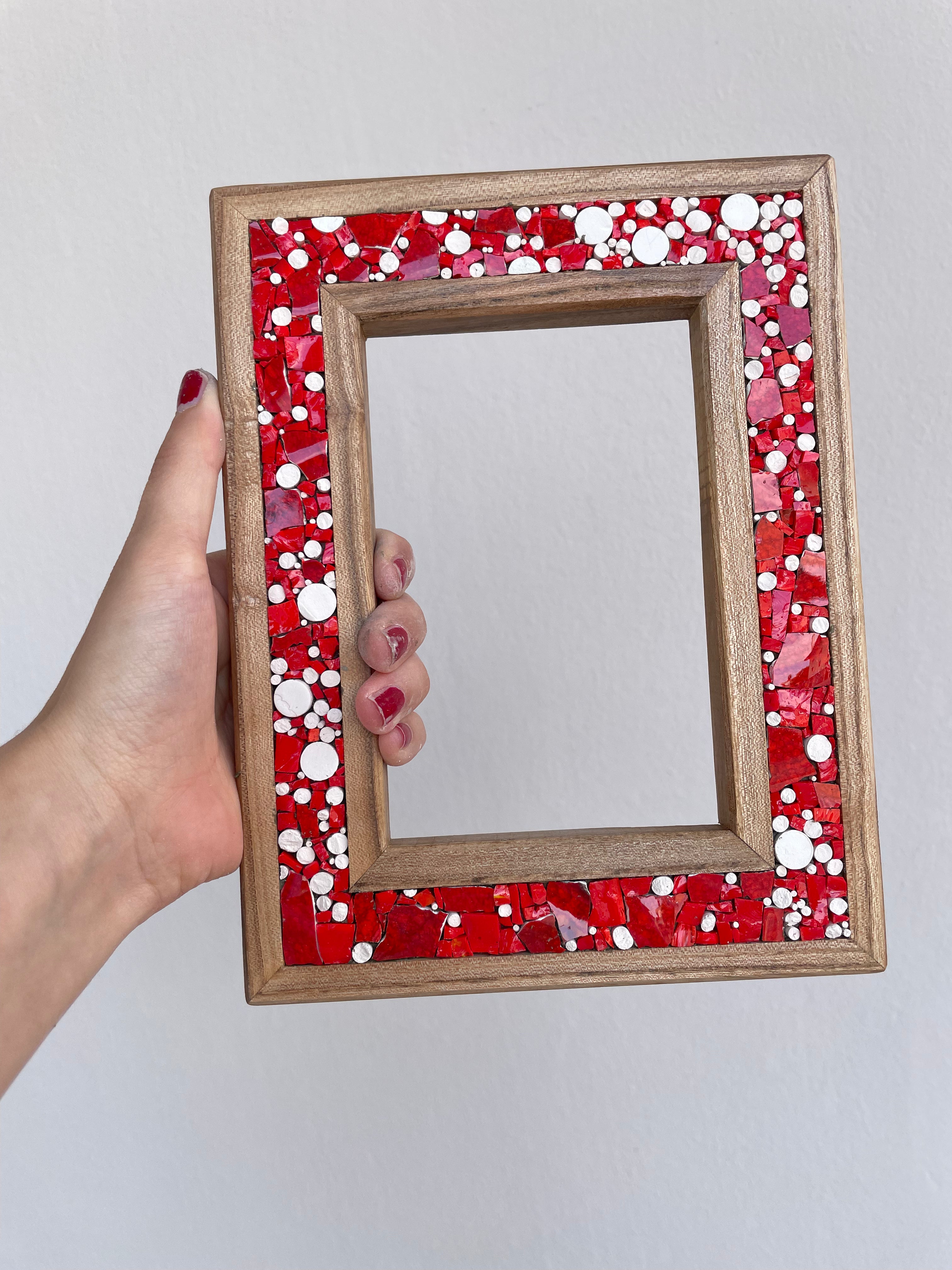 Il nido del picchio cornice portafoto olmo mosaico rosso 10x15