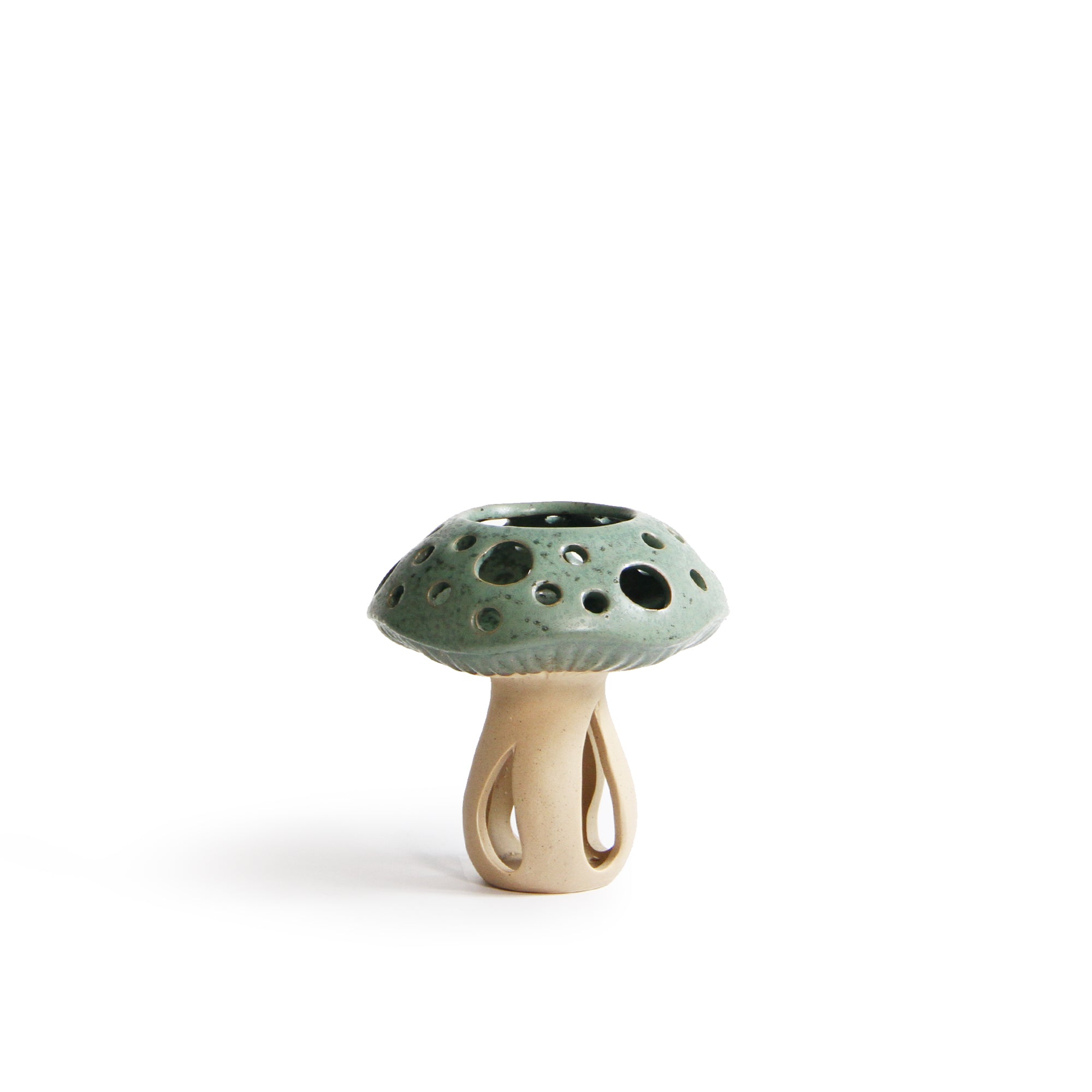 Galore Home Fairylume portacandela ceramica verde fungo small