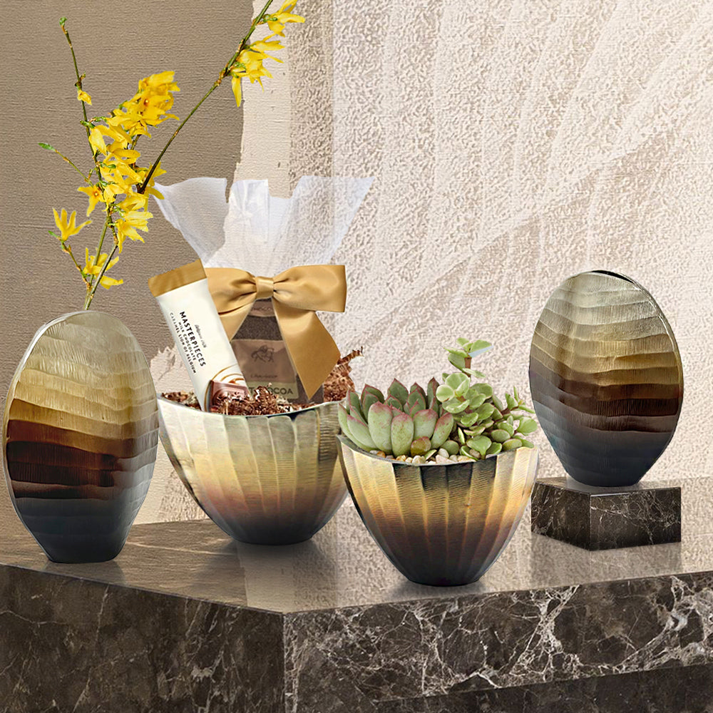 Galore Home Metal Flower vaso alluminio Small sfumato