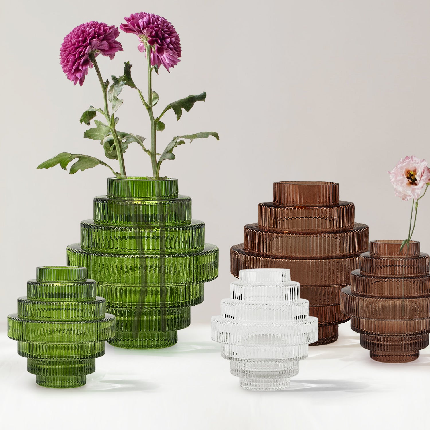 Galore Home Layered Glass vaso vetro grande verde