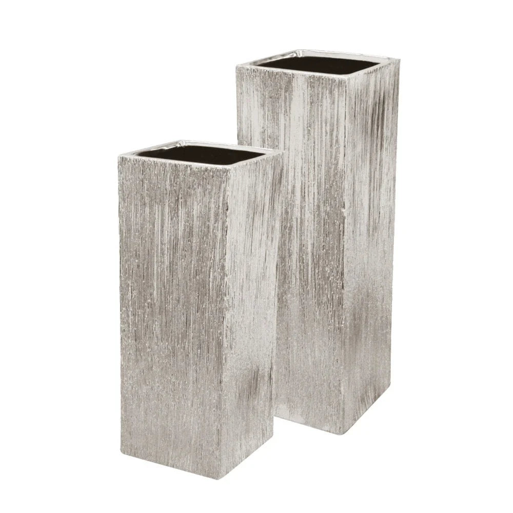 Galore Home Etched Metallic Silver vaso ceramica argentata