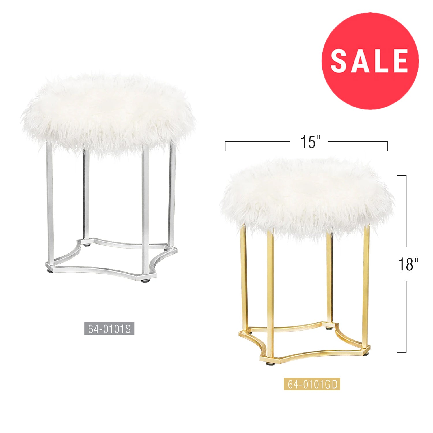 Galore Home Alpaca sgabello pelo oro 46 cm