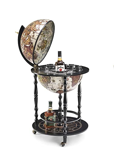 Zoffoli Vulcano mappamondo bar da terra nero 51x51x92 cm