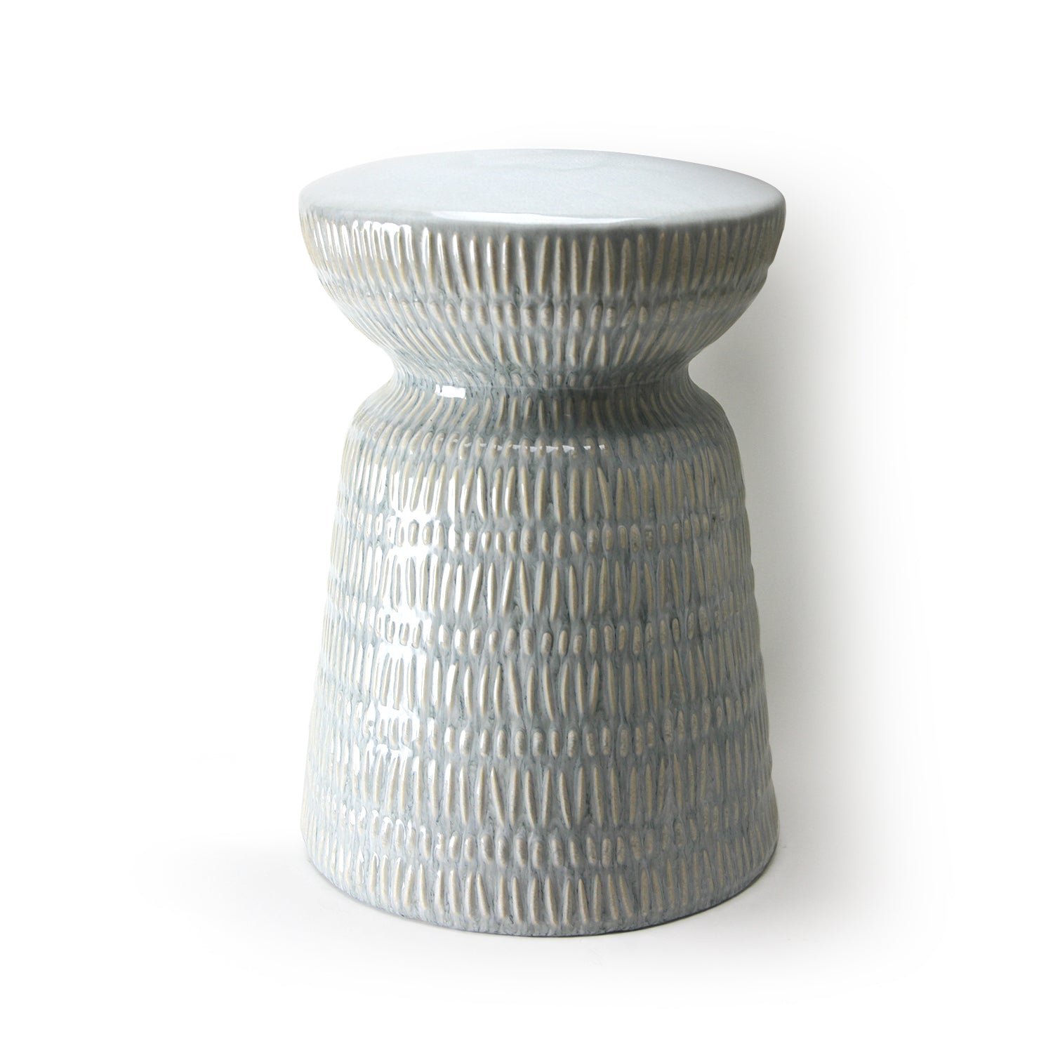 Galore Home Tavolino Laterale Sgabello Ceramica Grigio Blu