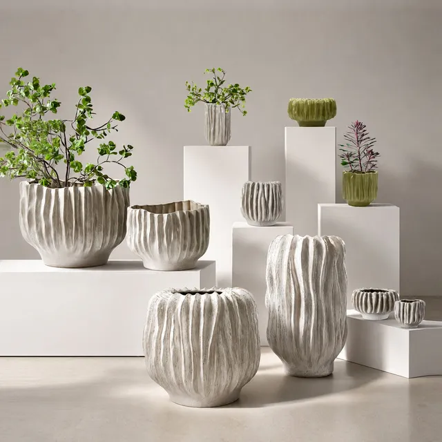 Galore Home Rippled Haven vaso ceramica grigio piccolo