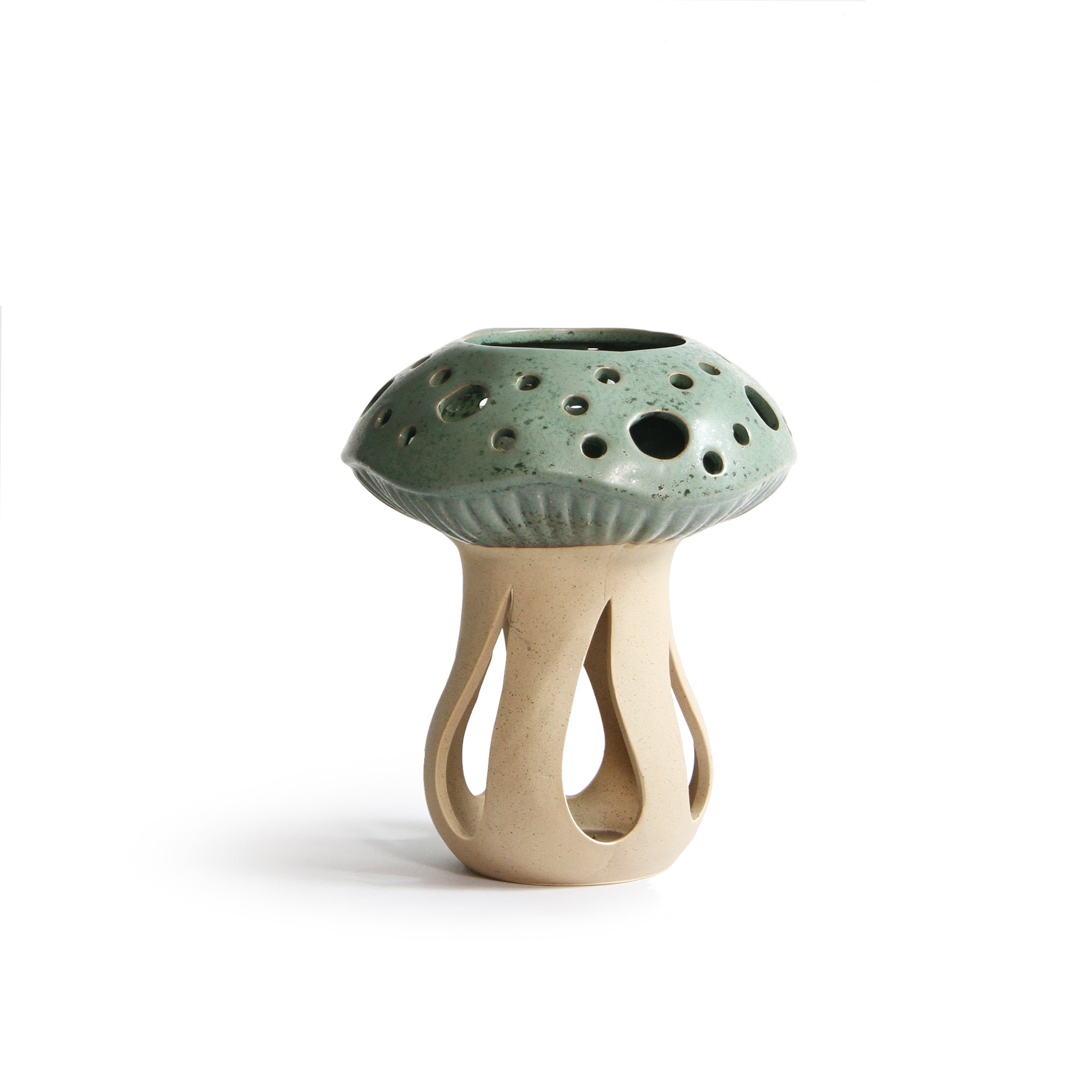 Galore Home Fairylume portacandela ceramica verde fungo small