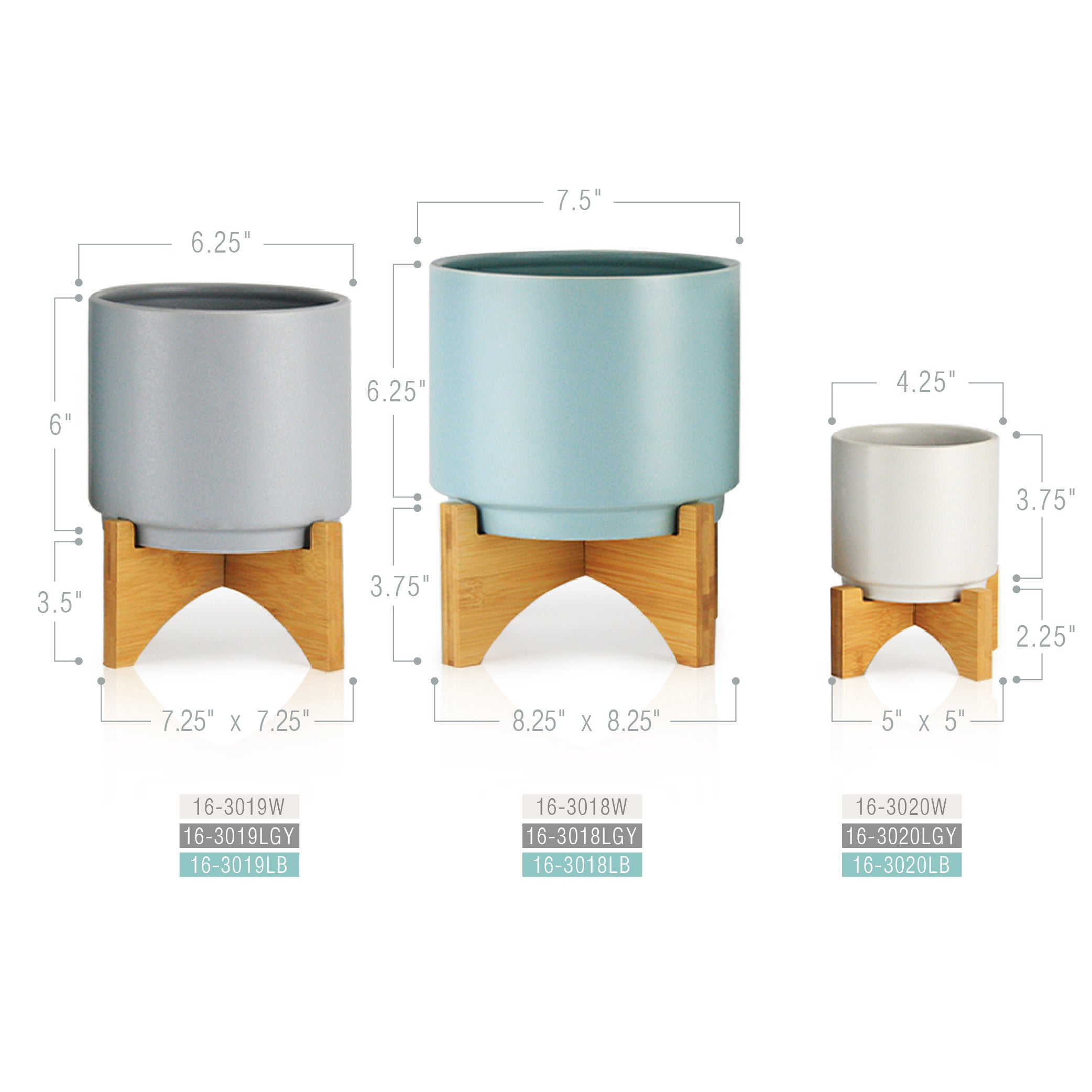 Galore Home vaso ceramica azzurra small con stand legno