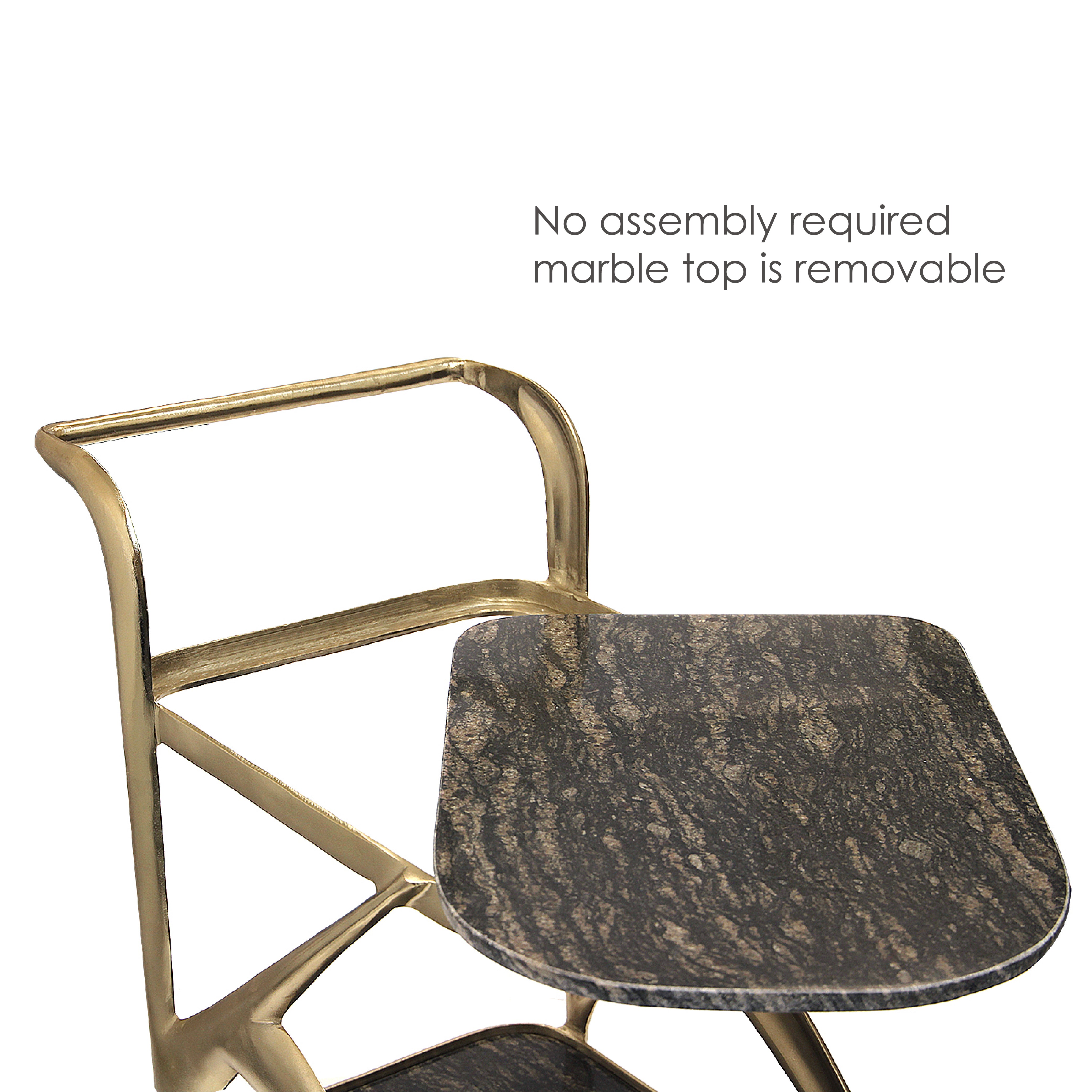 Galore Home Midnight Pour carrello bar marmo nero