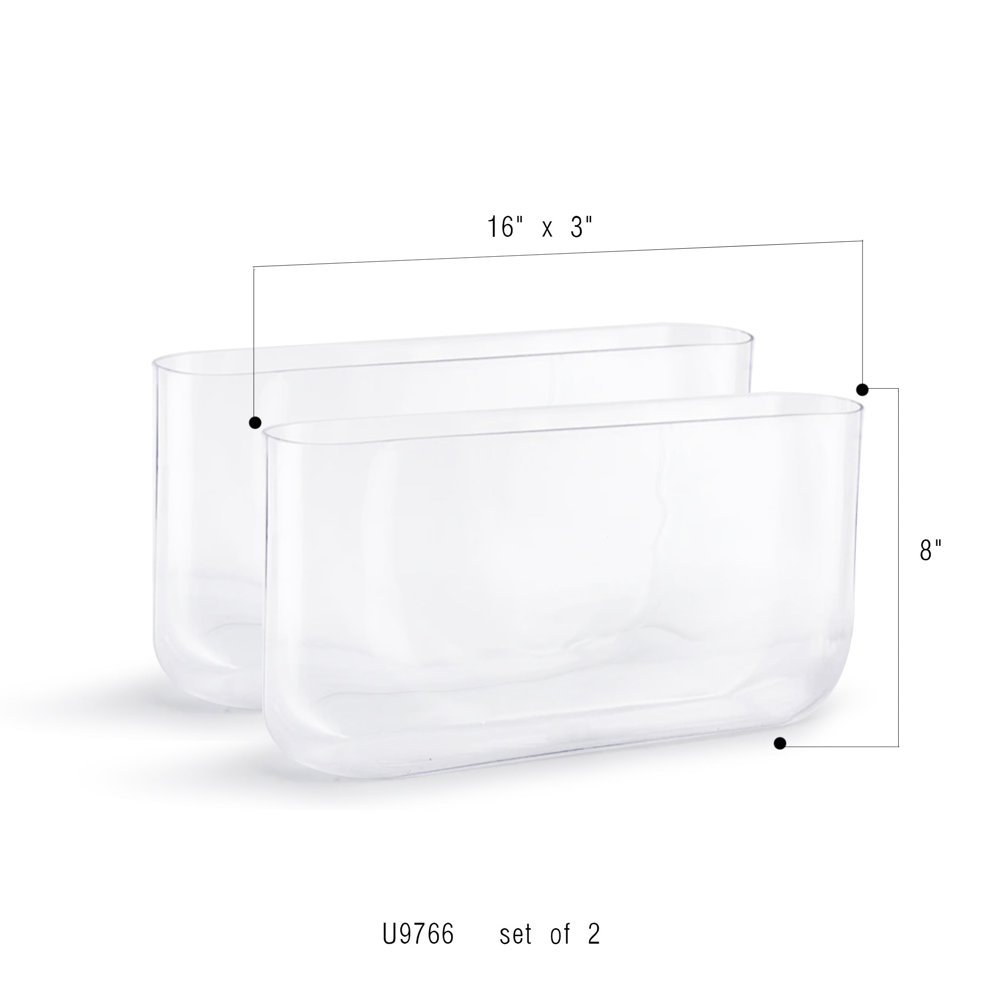 Galore Home vaso vetro ovale set 2 pezzi trasparente