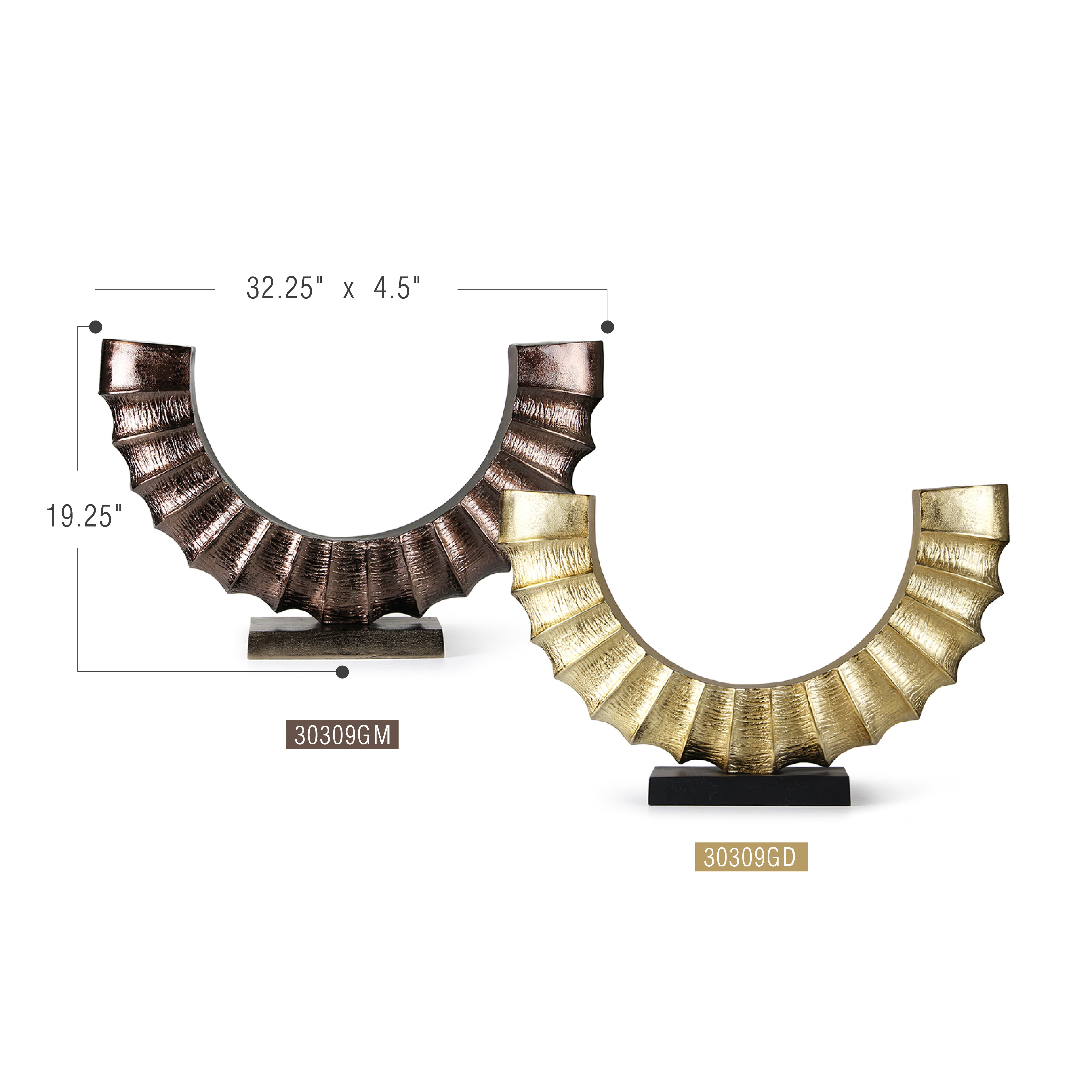 Galore Home Solstice Curve scultura da tavolo oro metallo