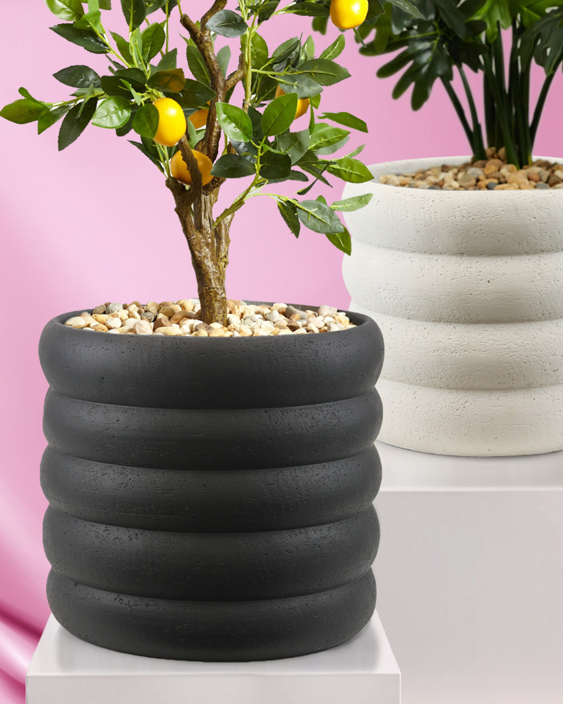 Galore Home Rounded Terra cachepot grande nero cemento
