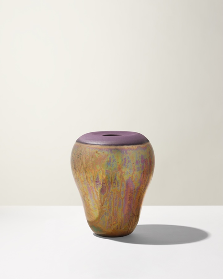 Ceramica Gatti 1928 Cratere CC31 vaso indigo riflessi metallici