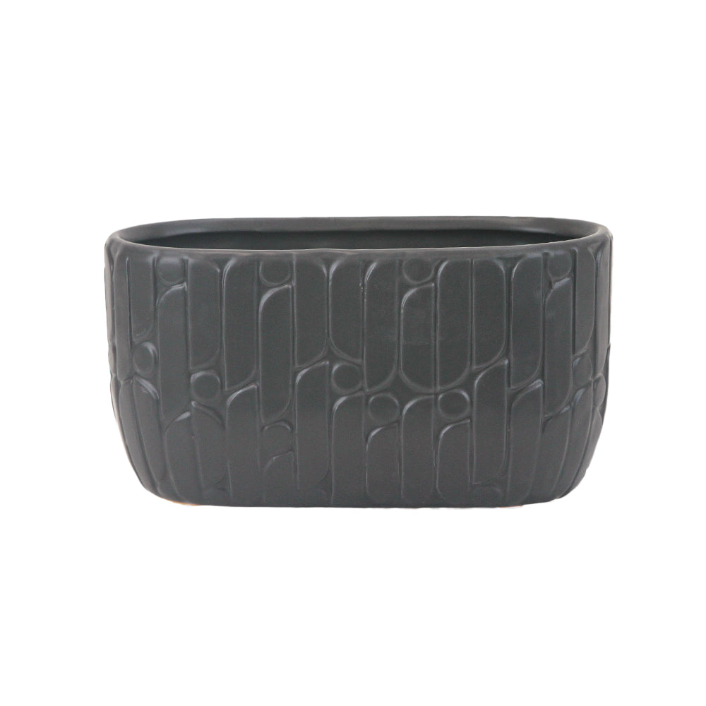 Galore Home Ridged vaso ceramica nero rigato