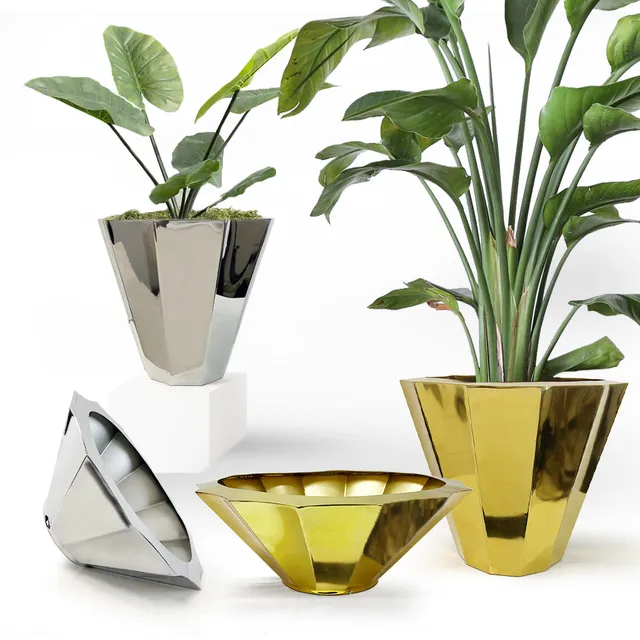 Galore Home Geometric fioriera bassa in alluminio oro
