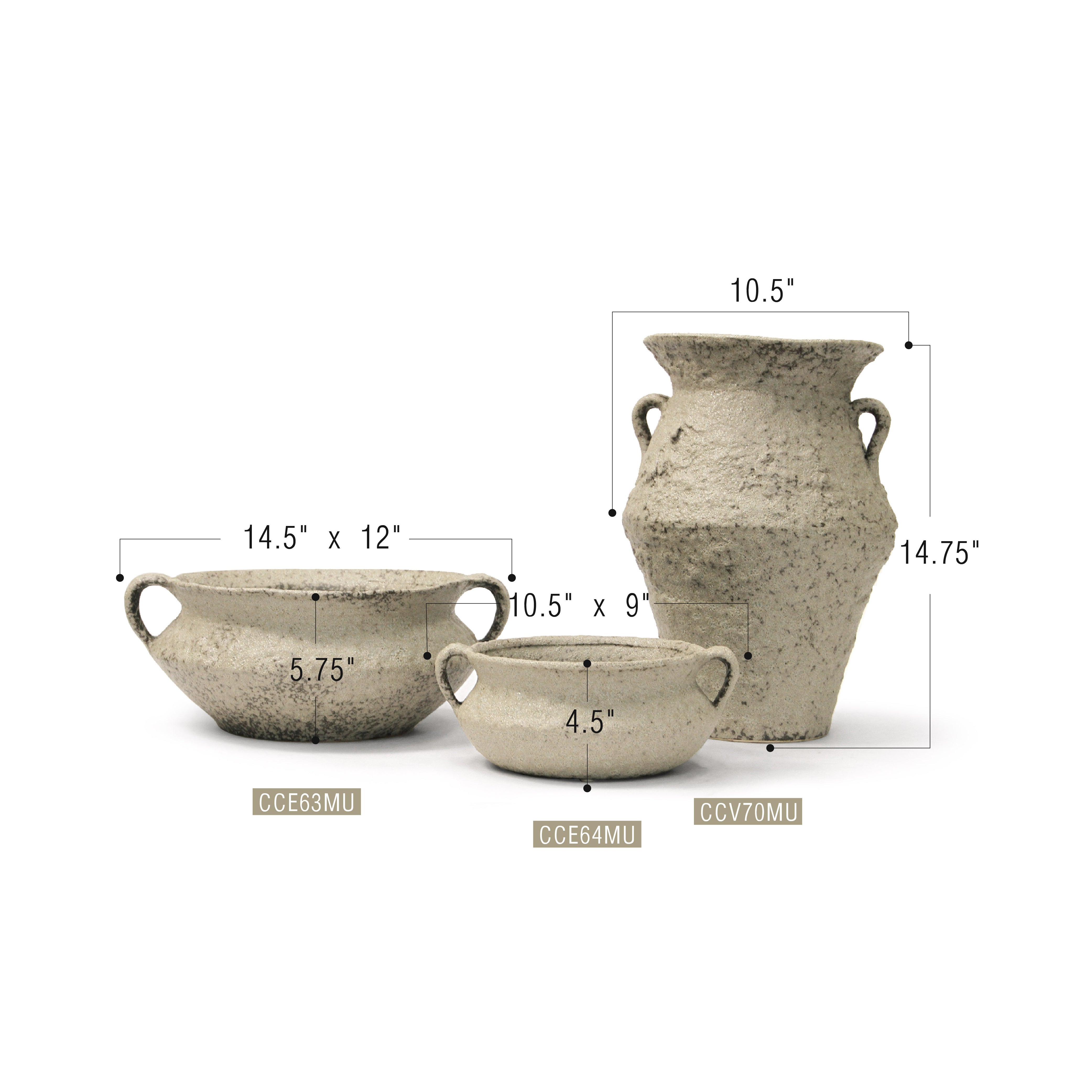 Galore Home Flint vaso ceramica fango 37 cm