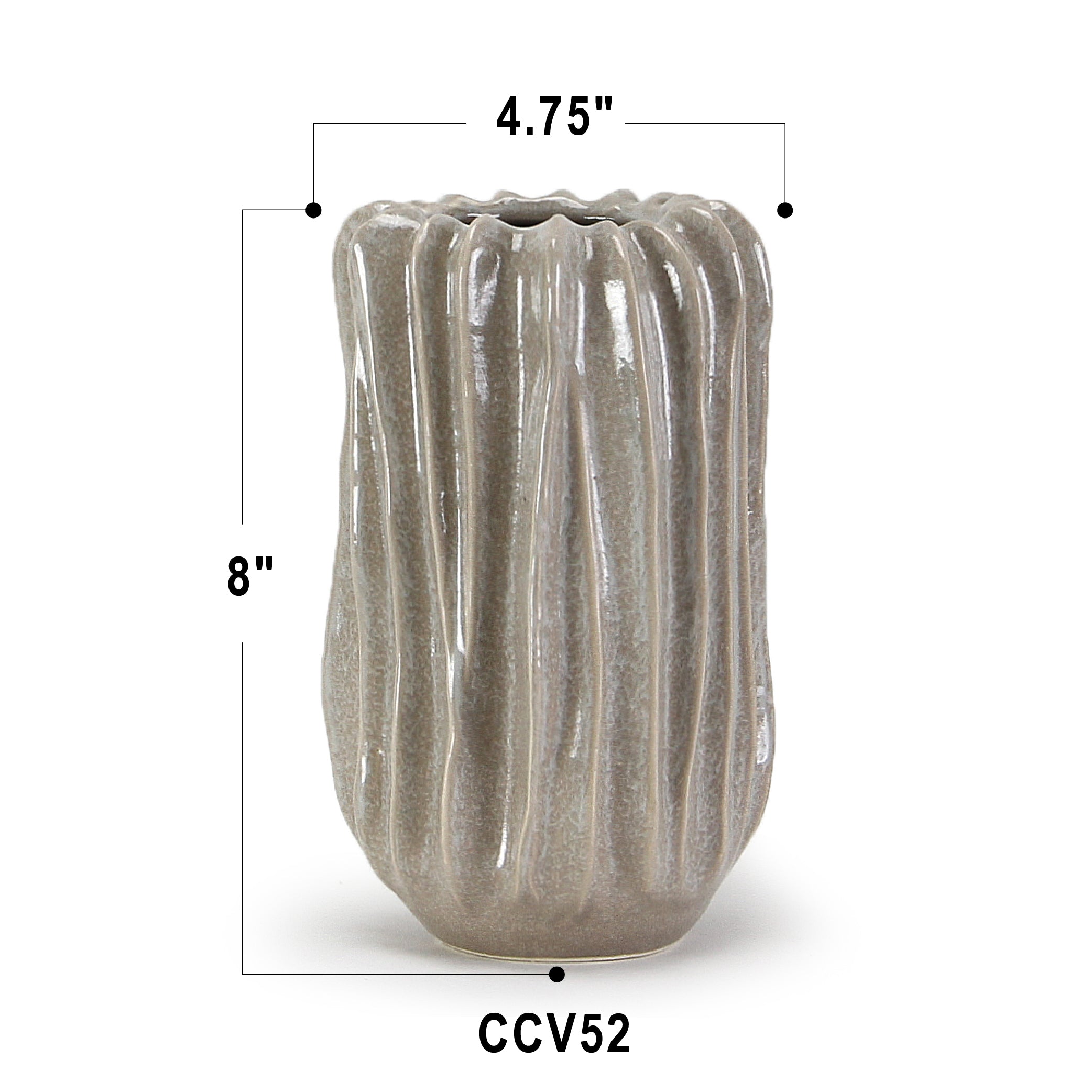 Galore Home Rippled Haven vaso ceramica grigio piccolo