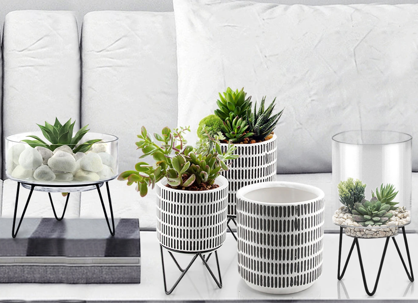 Galore Home vaso ceramica con supporto metallo small 20 cm