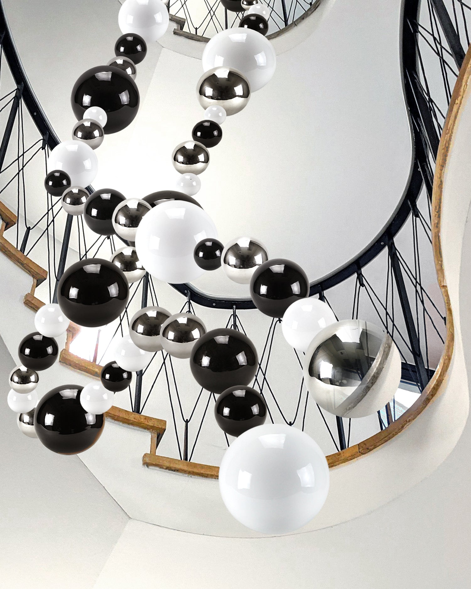 Galore Home Threaded Sfera Acciaio Nero 20 cm Set 8