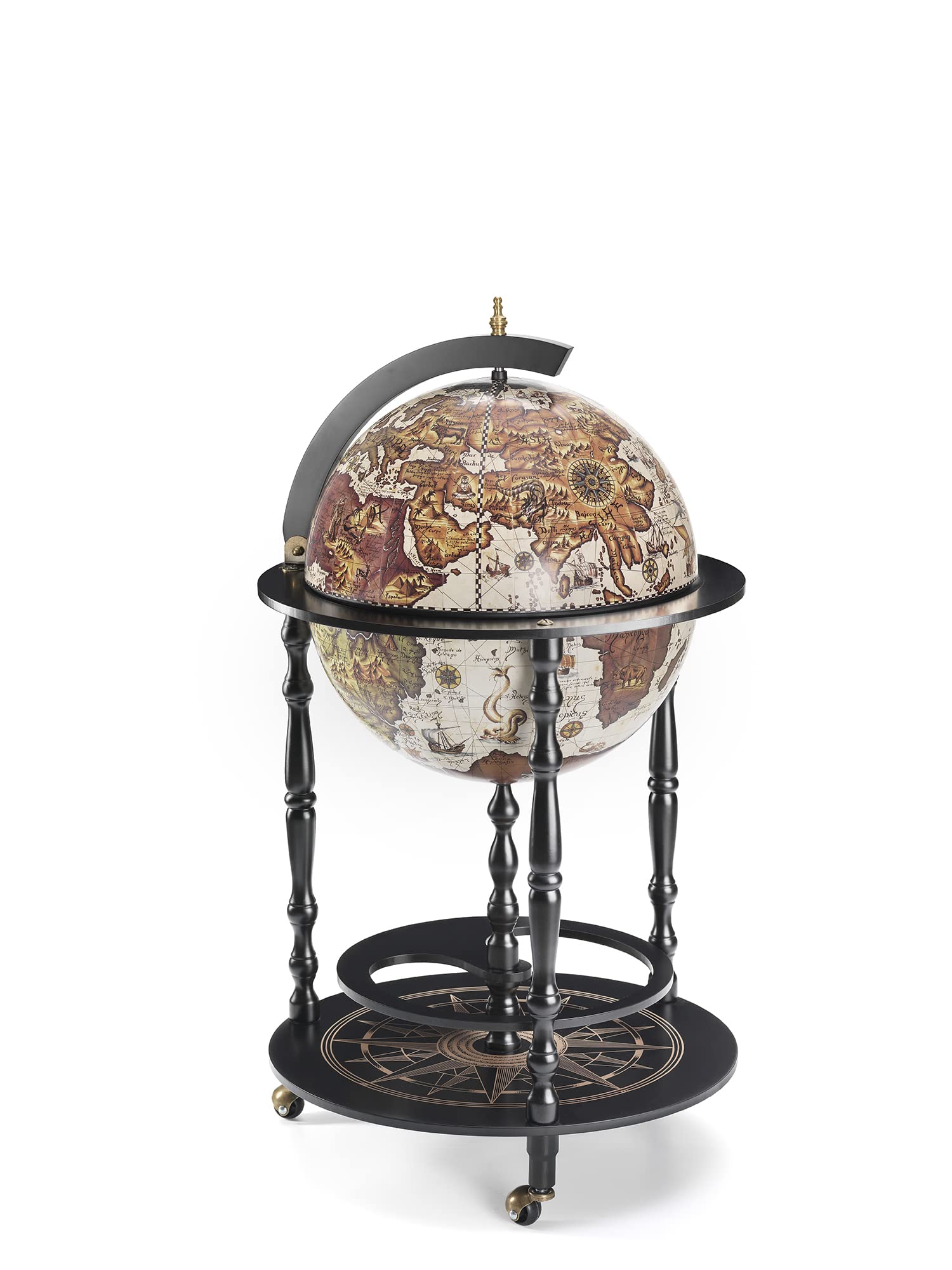 Zoffoli Vulcano mappamondo bar da terra nero 51x51x92 cm