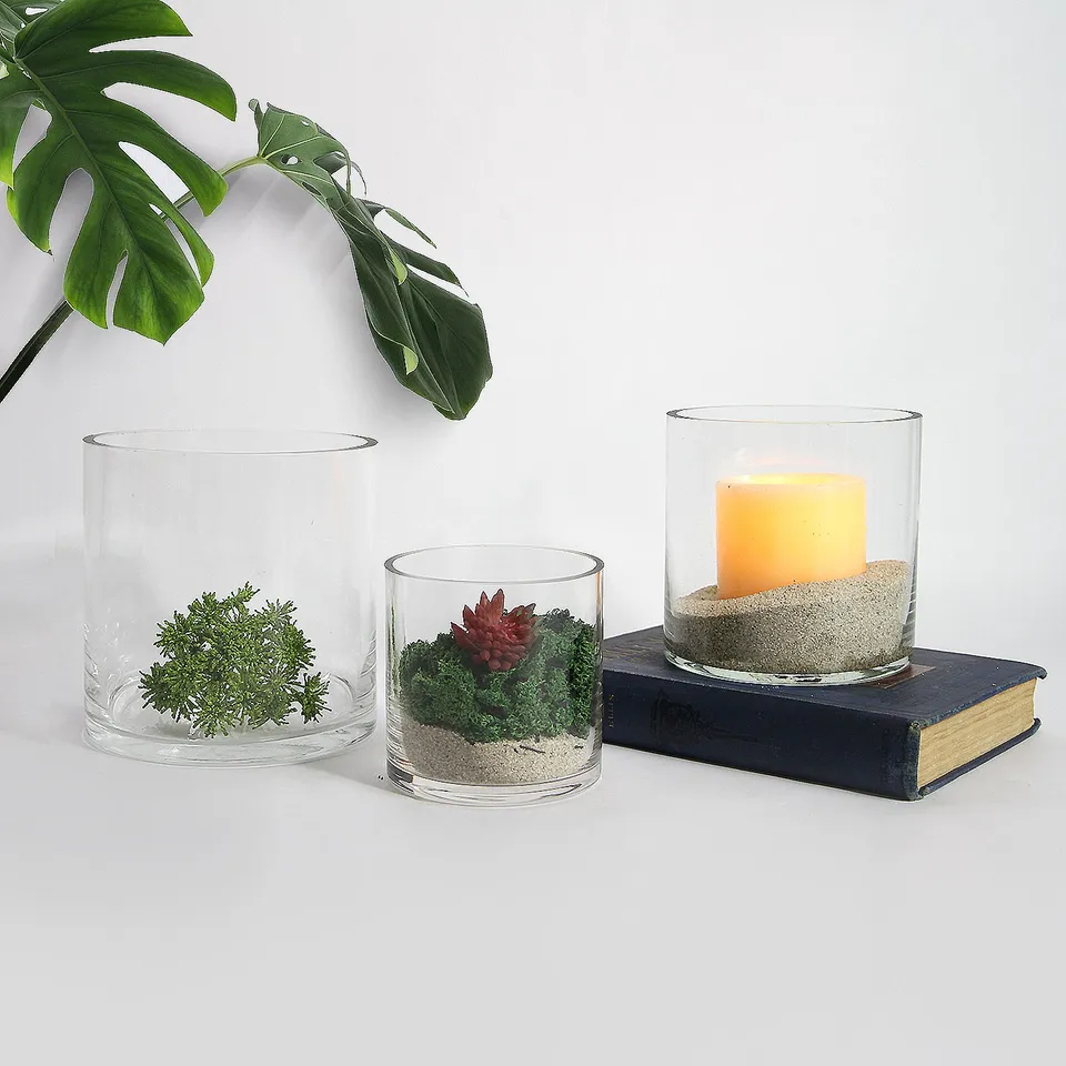 Galore Home Cilindri Vaso Vetro Trasparente 25 cm 4 pz