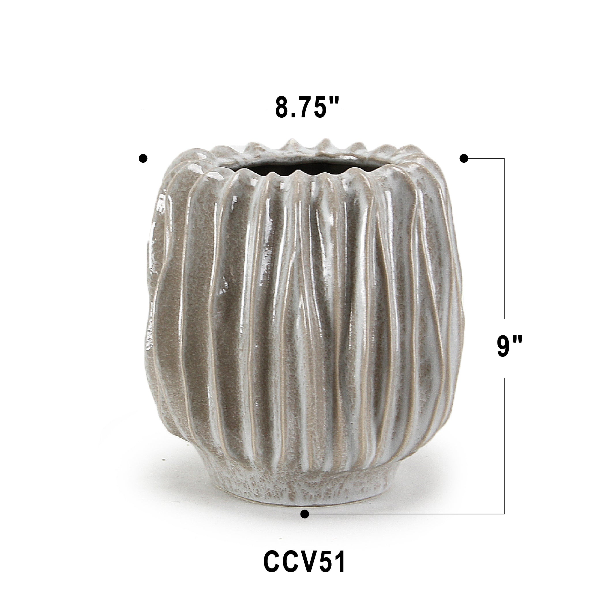 Galore Home Rippled Haven vaso ceramica grigio piccolo